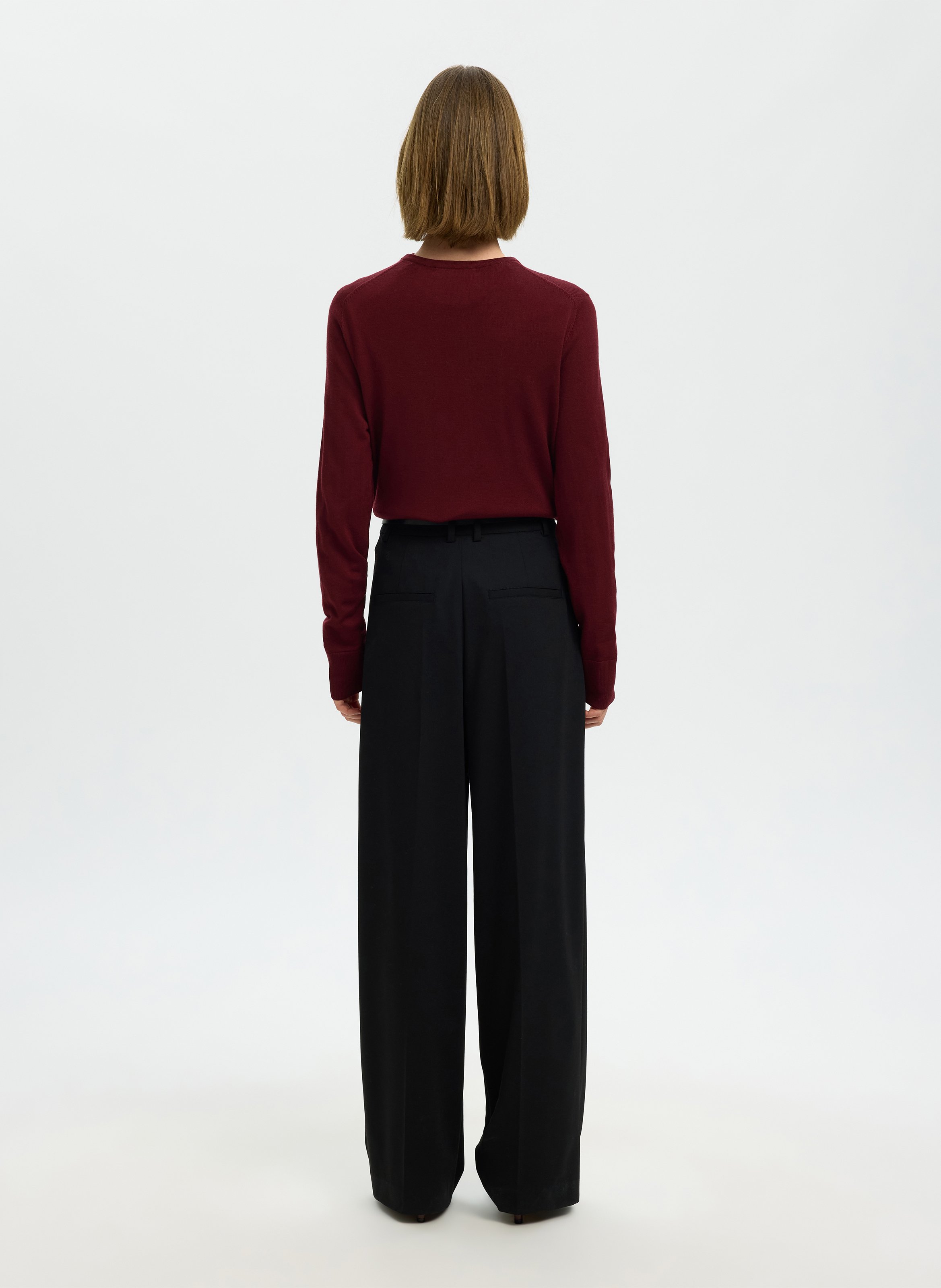 Gerader melierter Knopf-Cardigan SELECTED Pflaume