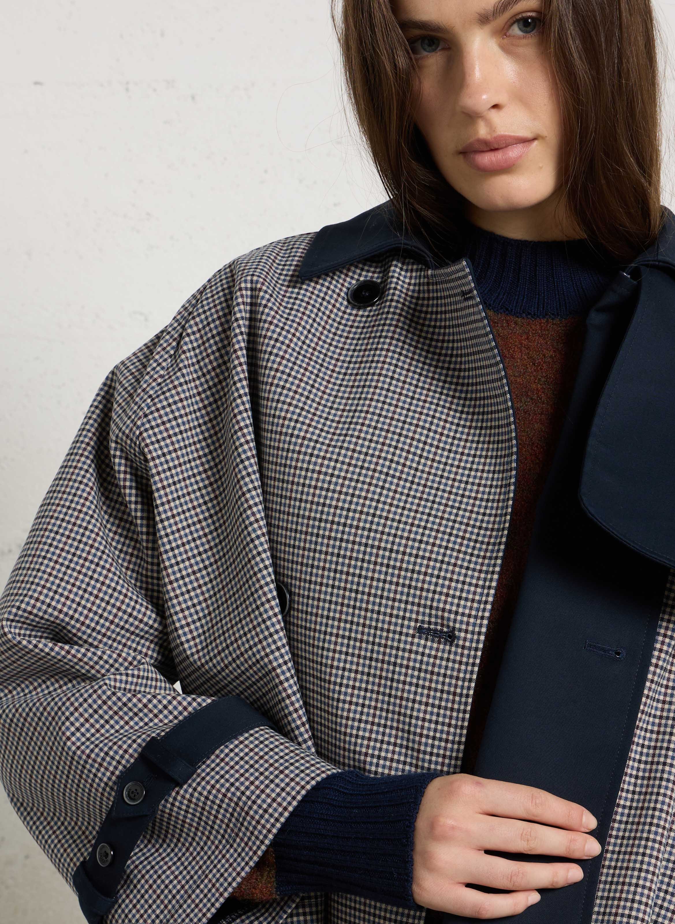Short plaid trench coat IMPERIAL Beige