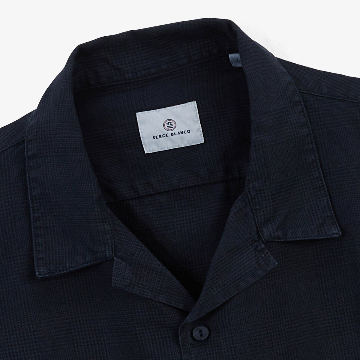 Chemise manches courtes caracas en coton et lin SERGE BLANCO Bleu