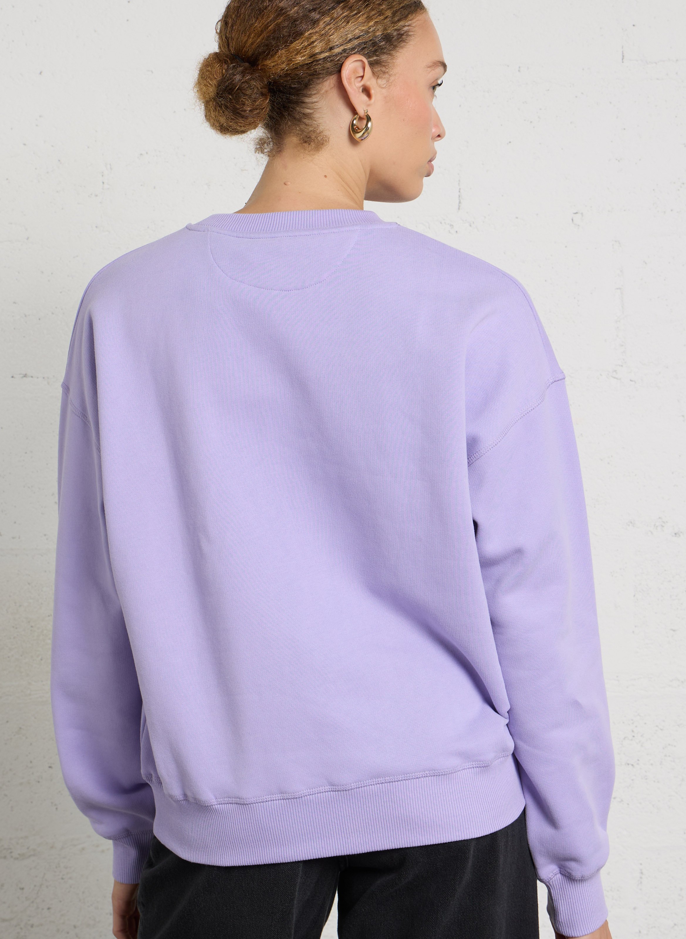 Sweat ample col rond sérigraphié en coton THE NEW SOCIETY Violet