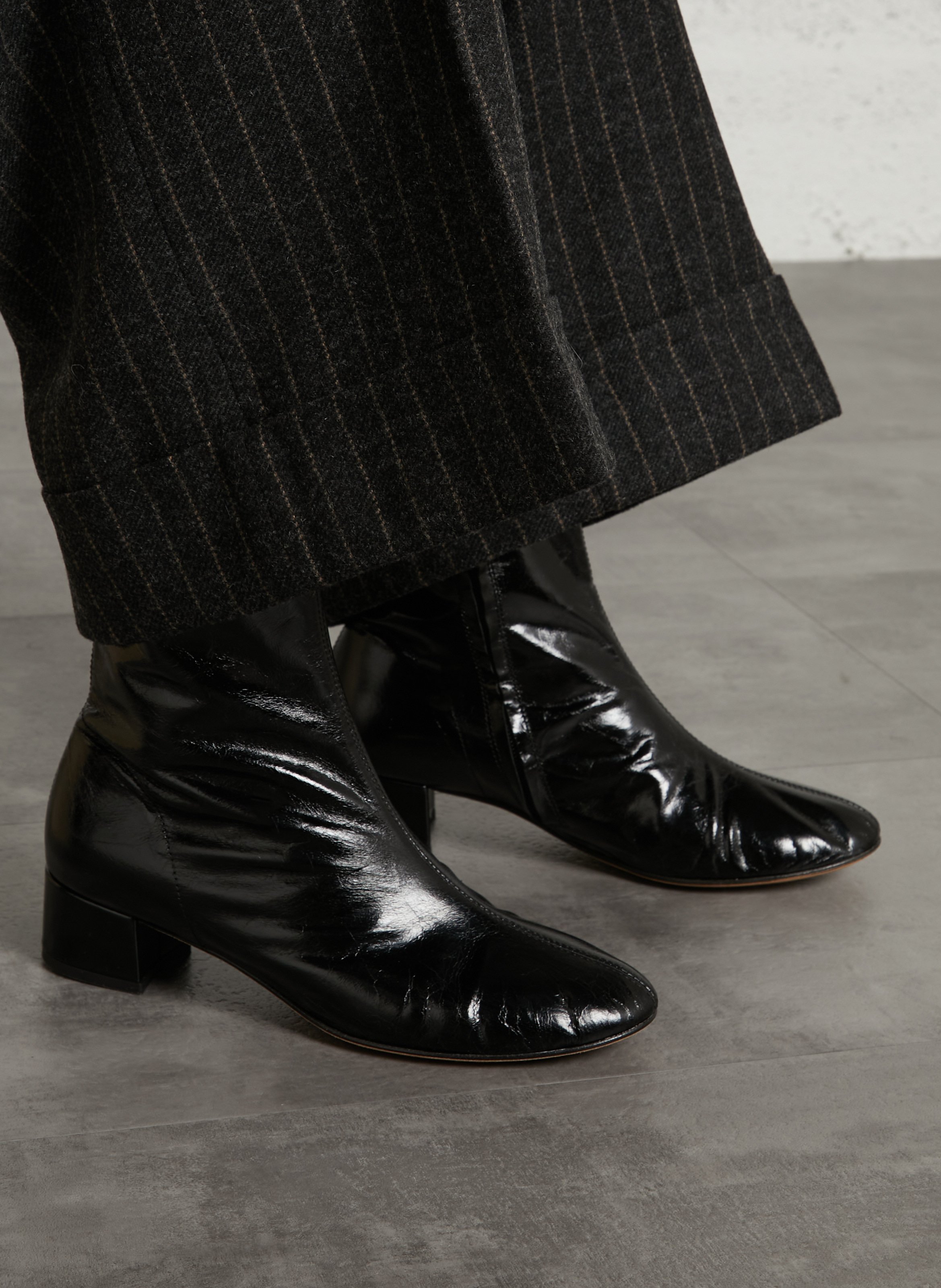 Patent leather mid-calf boots ANONYMOUS COPENHAGEN Black