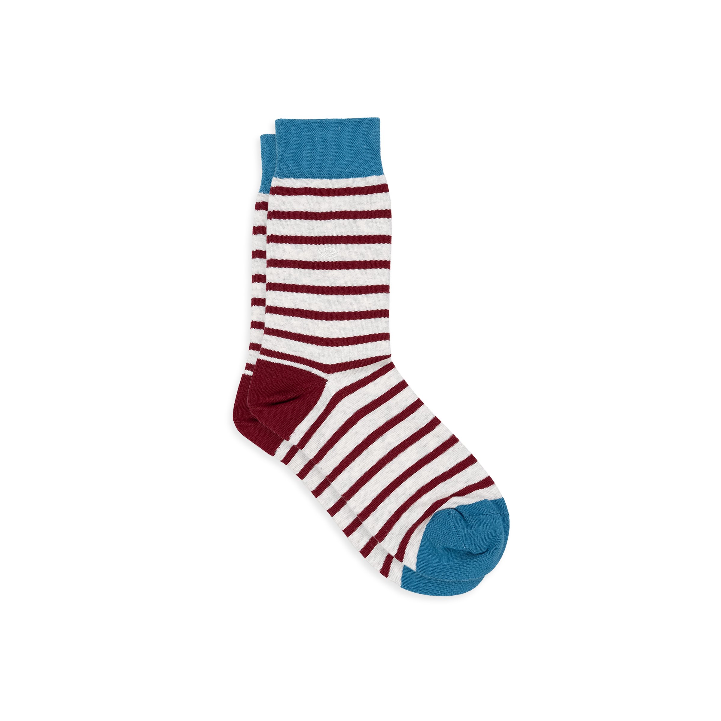 Combed Cotton Socks with Wide Stripes  Gris et rouge