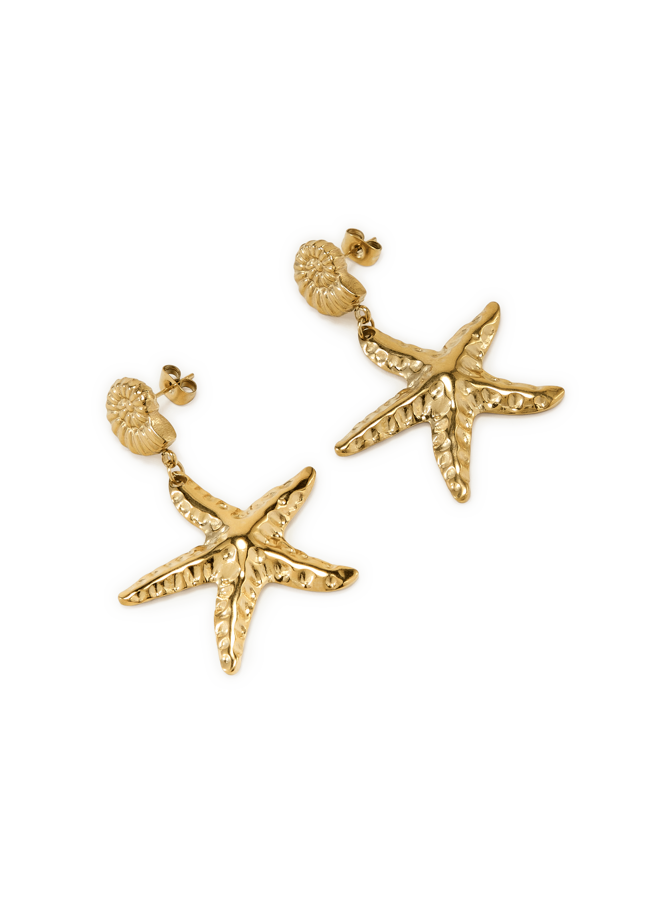 Seashell and Starfish Dangle Earrings AU PRINTEMPS PARIS Golden