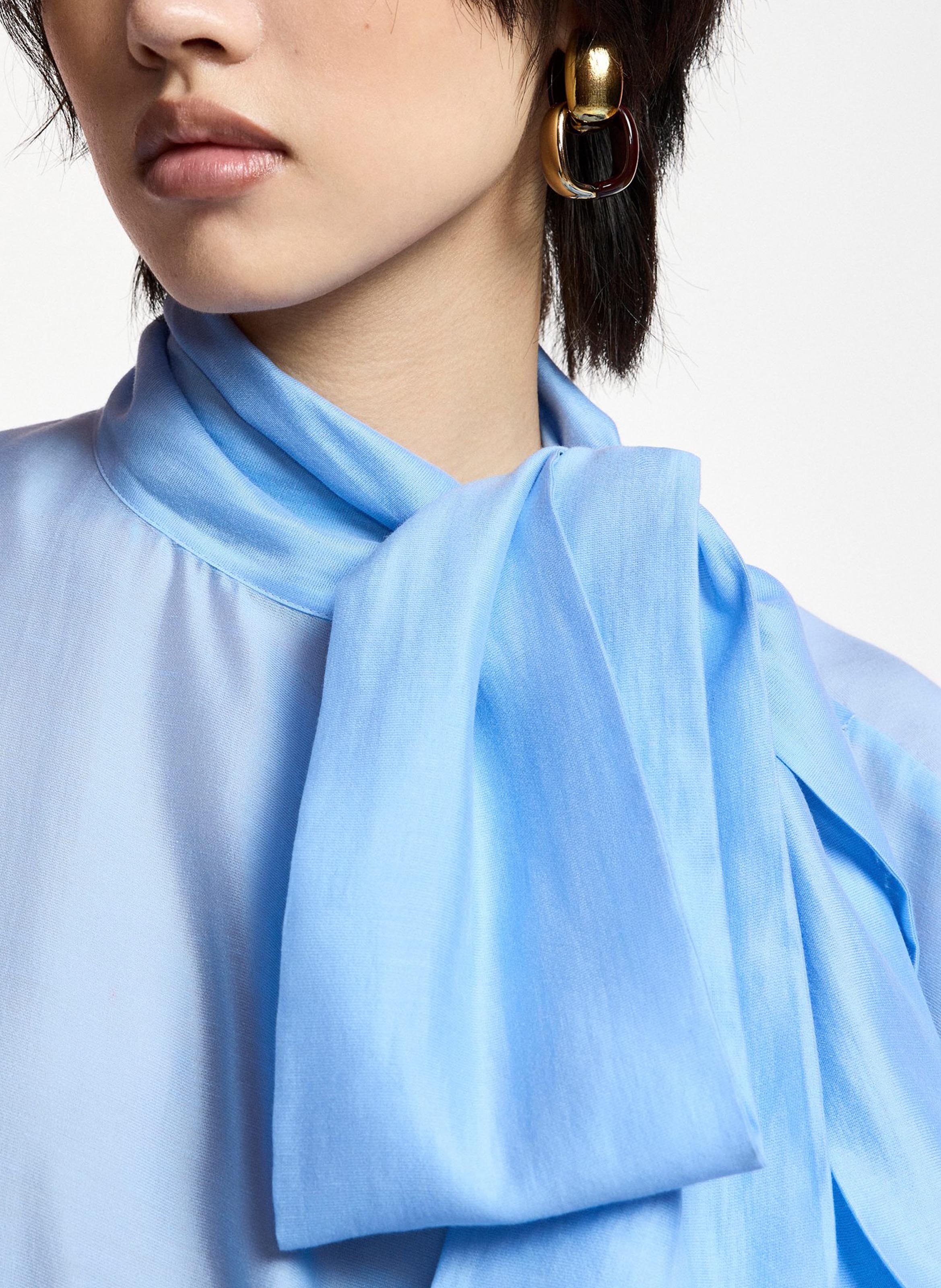 Bluse mit Schluppenkragen | Blau ESSENTIEL ANTWERP Damen