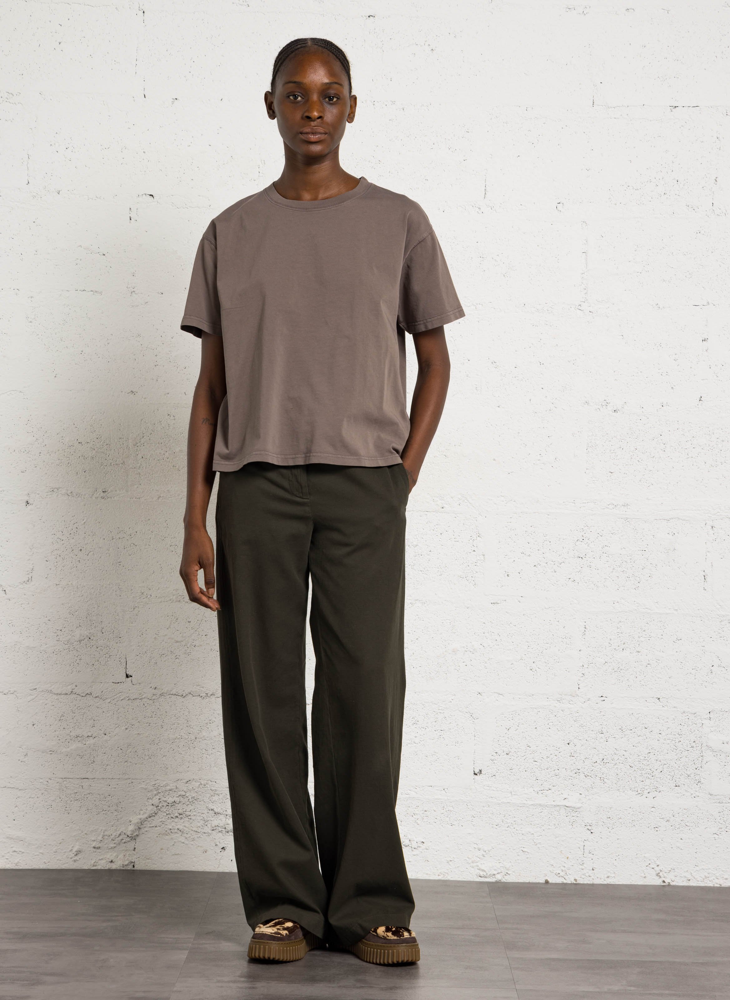 Tee-shirt ample col rond en coton  AMERICAN VINTAGE Marron