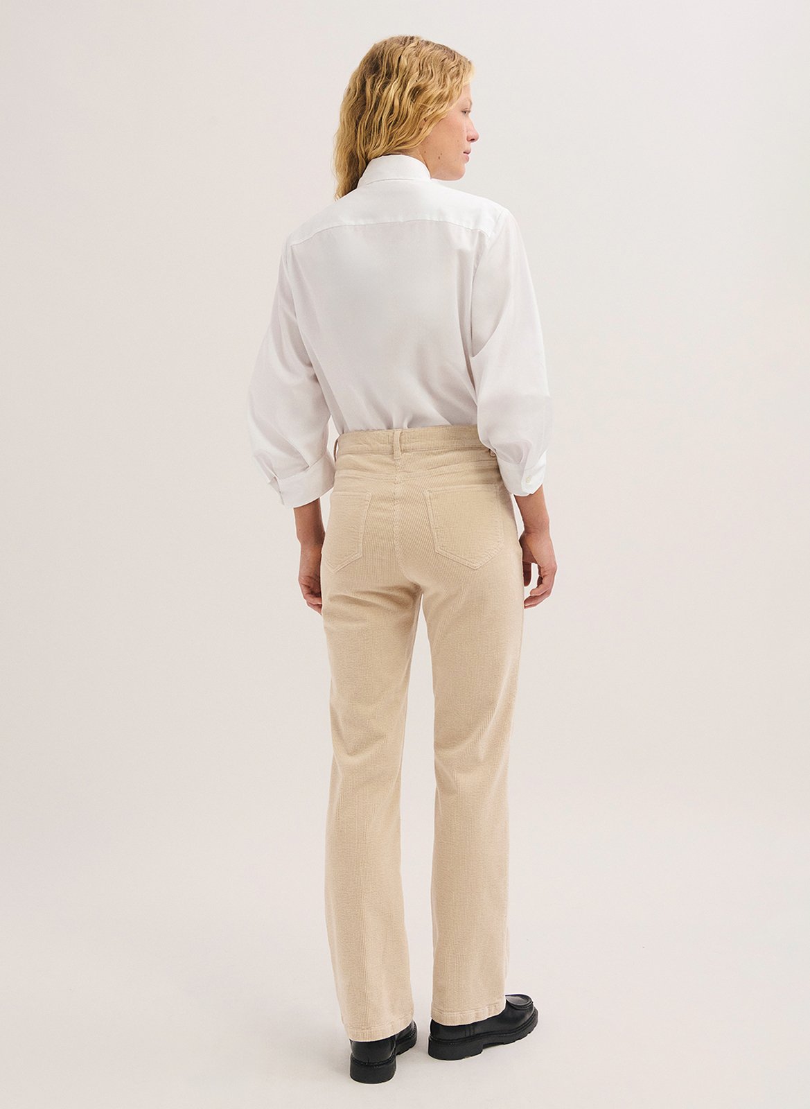 Straight velvet trousers in blended cotton PABLO Beige