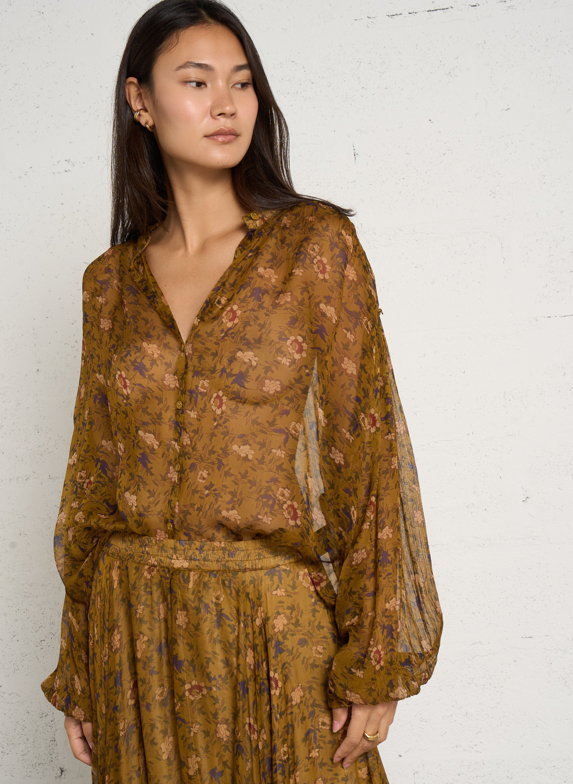 Chemise ample col mao fluide MES DEMOISELLES Orange