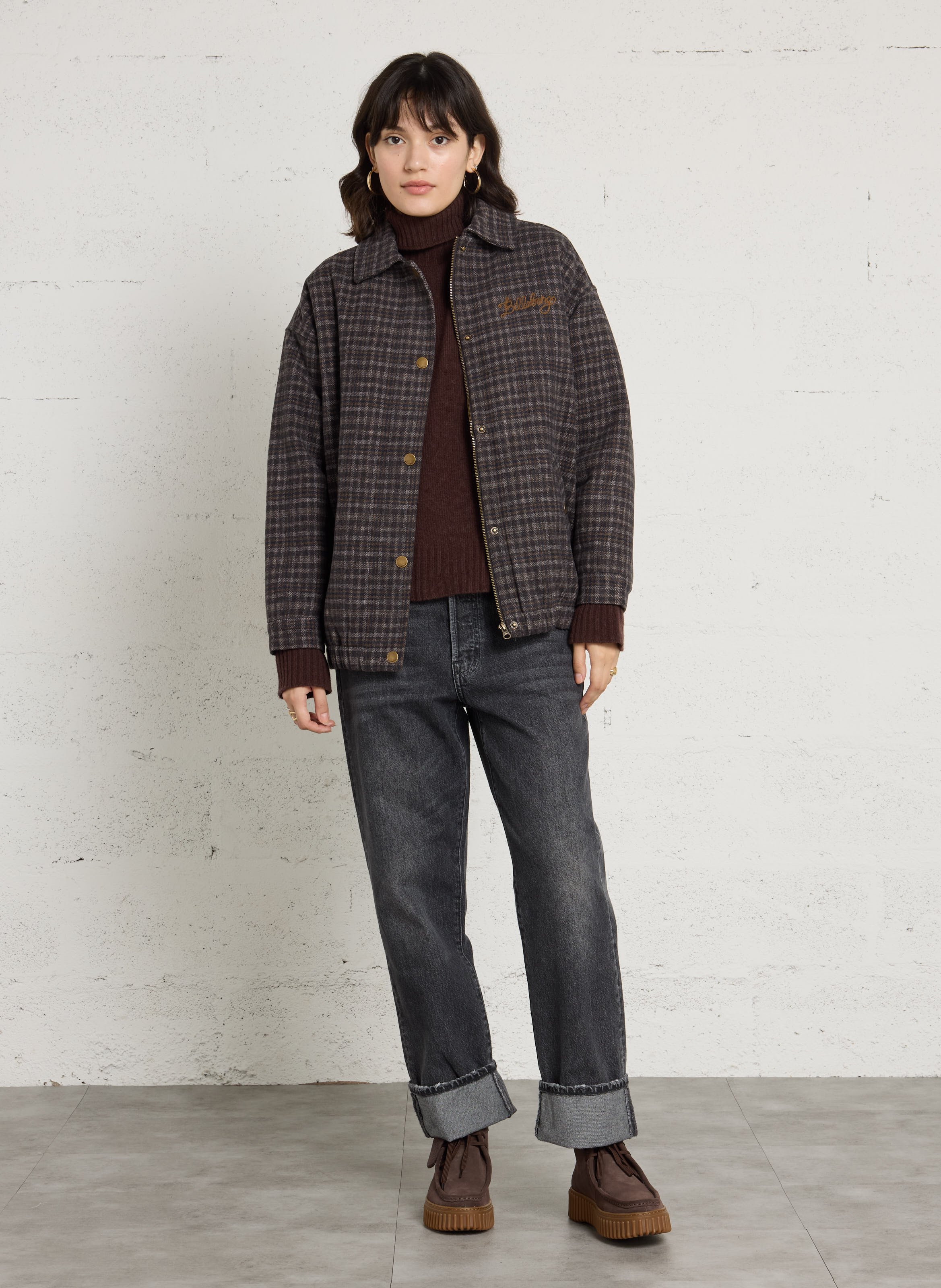Veste ample col classique à carreaux BILLABONG Noir