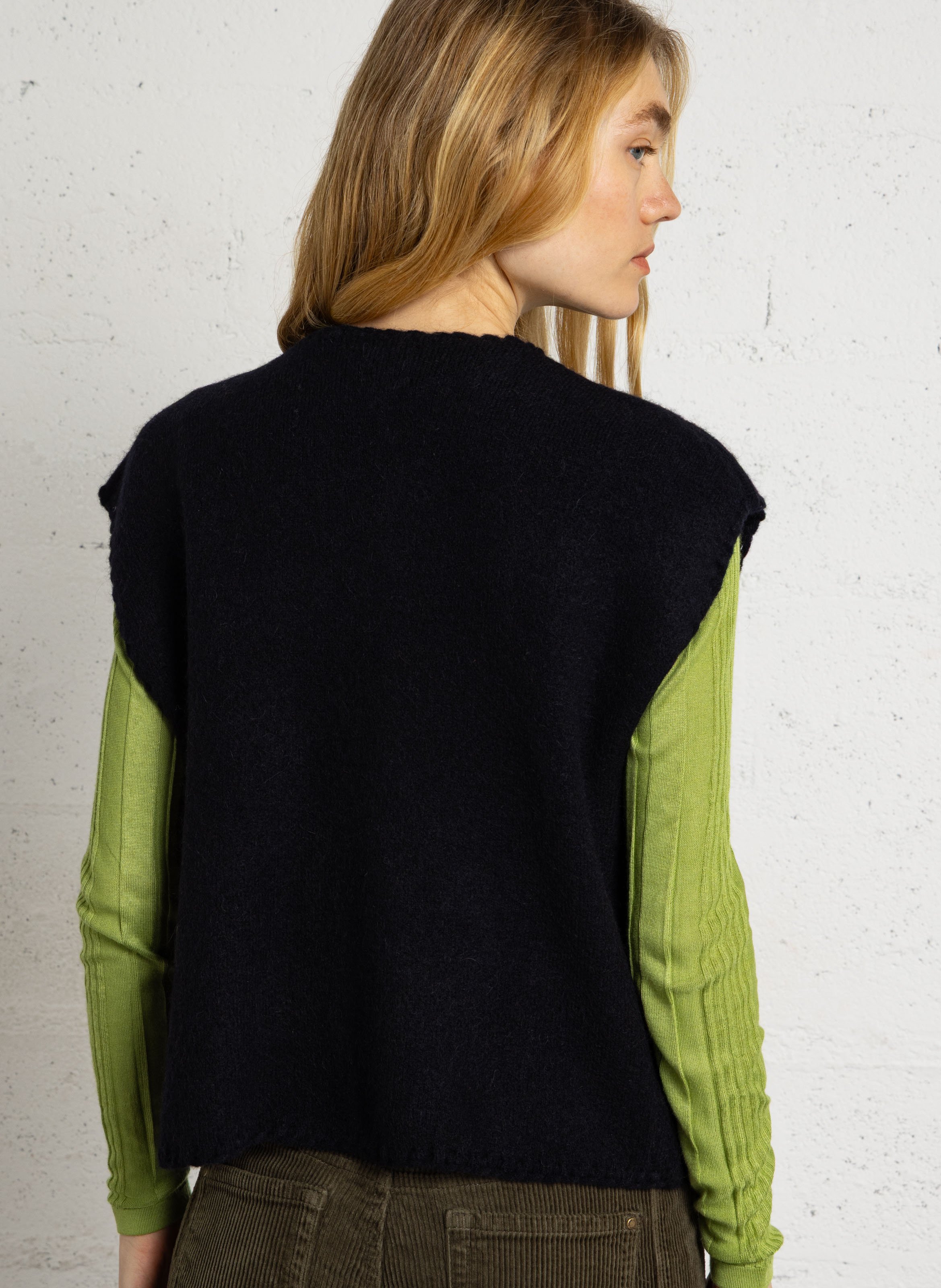 Gilet sans manches en laine mélangée MAISON 123 Bleu
