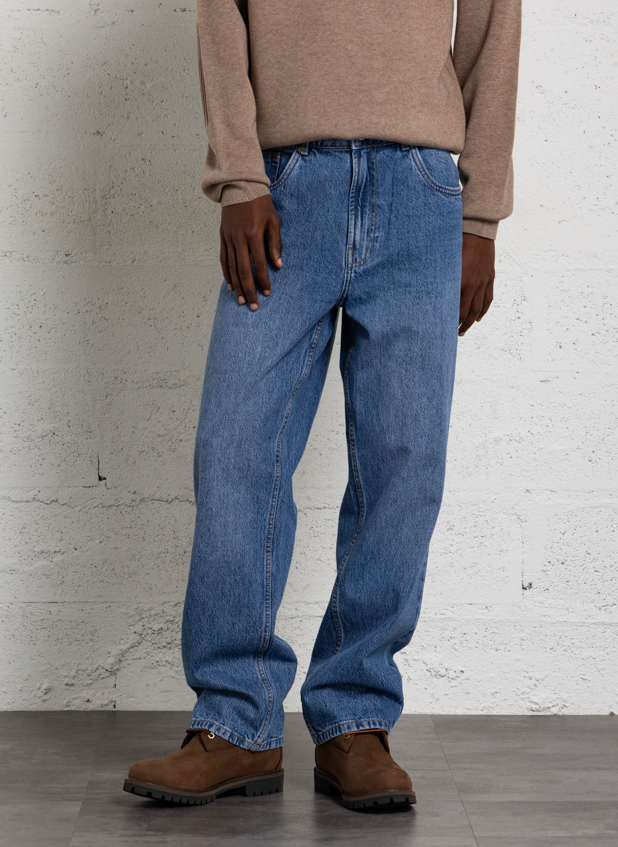 Einfarbige gerade Jeans aus Baumwolle SOLID Blau