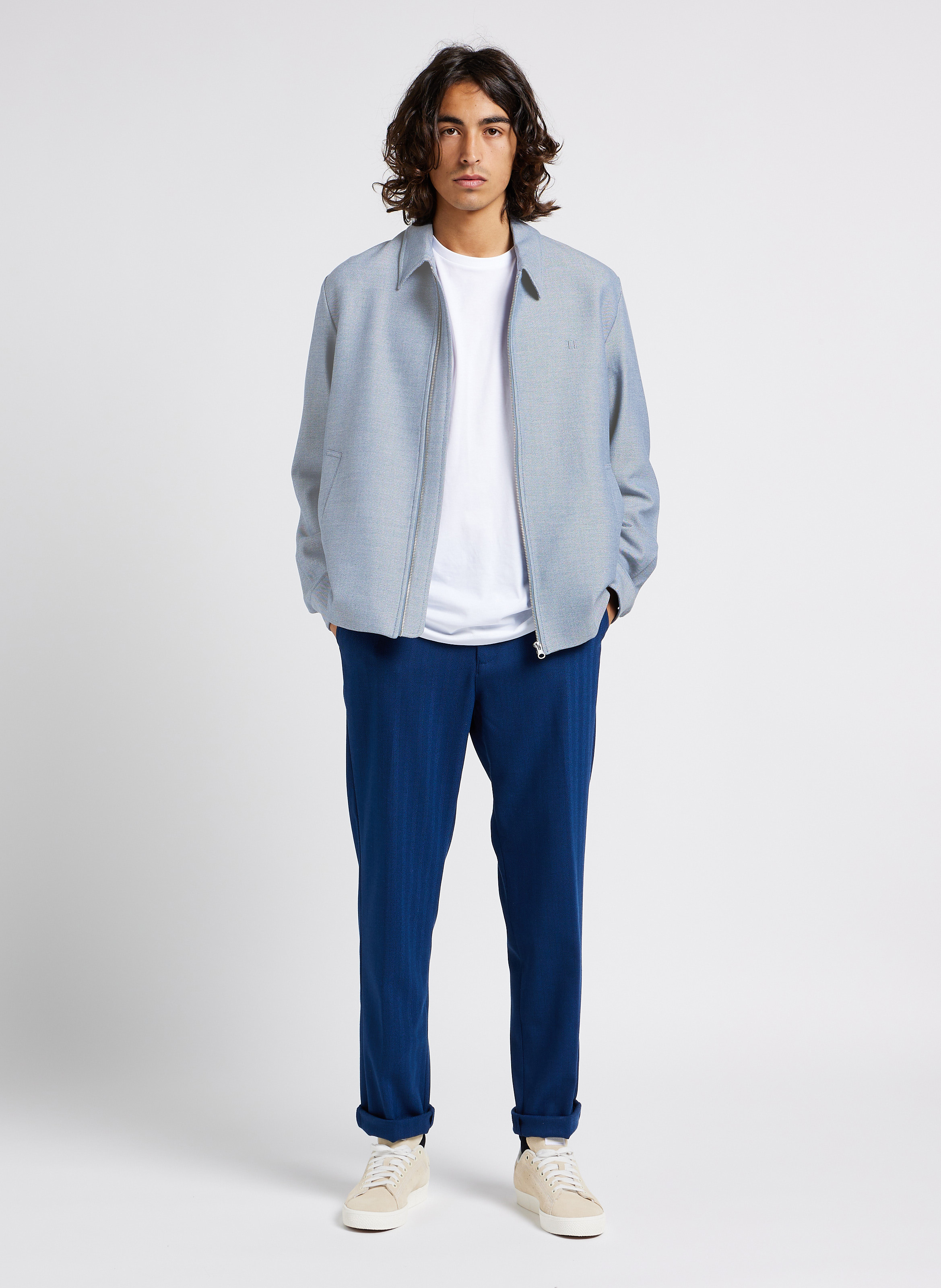 Rechte broek met visgraatmotief LES DEUX Blauw