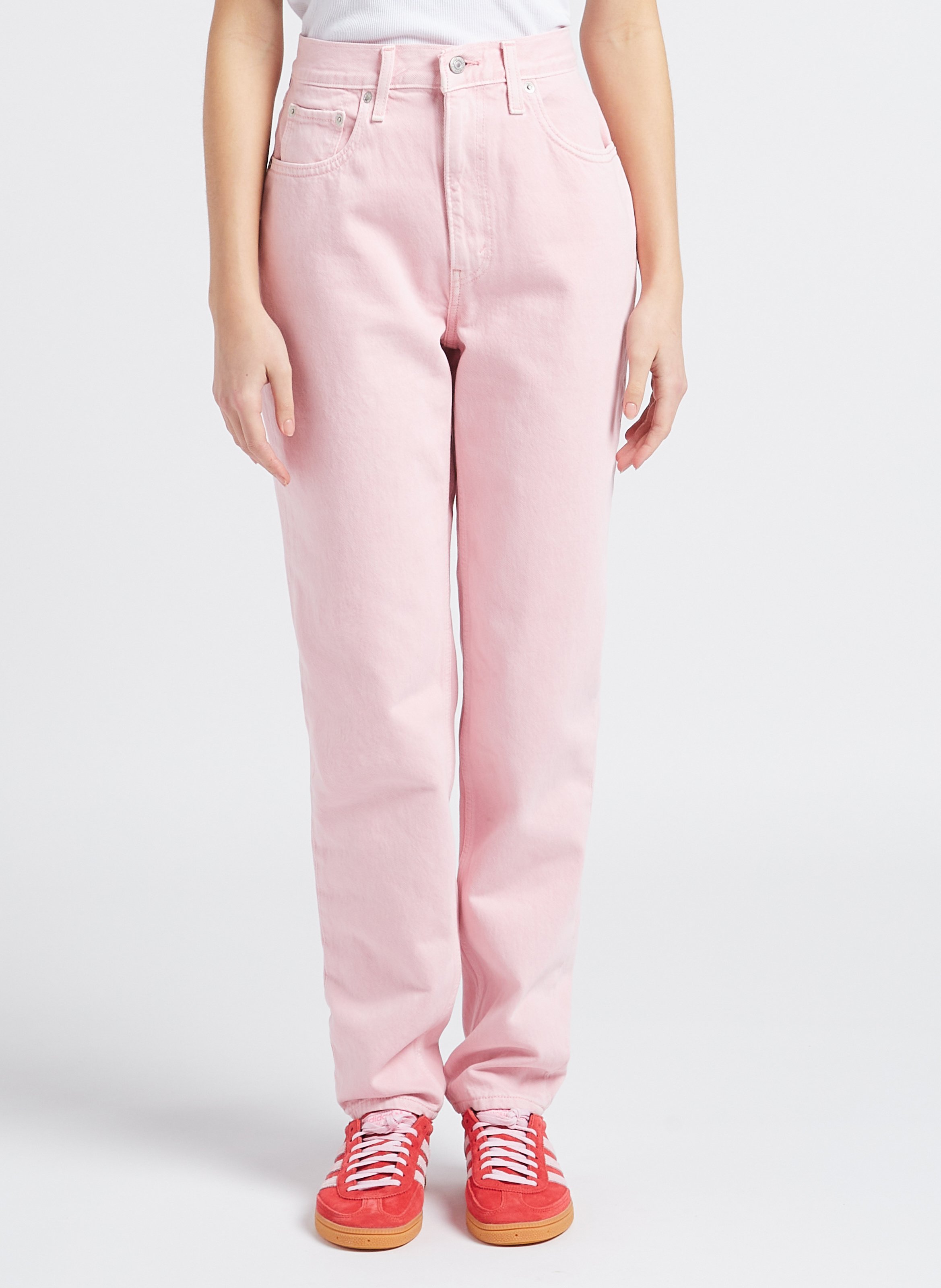 Jean mom-fit en coton LEVI'S Rouge