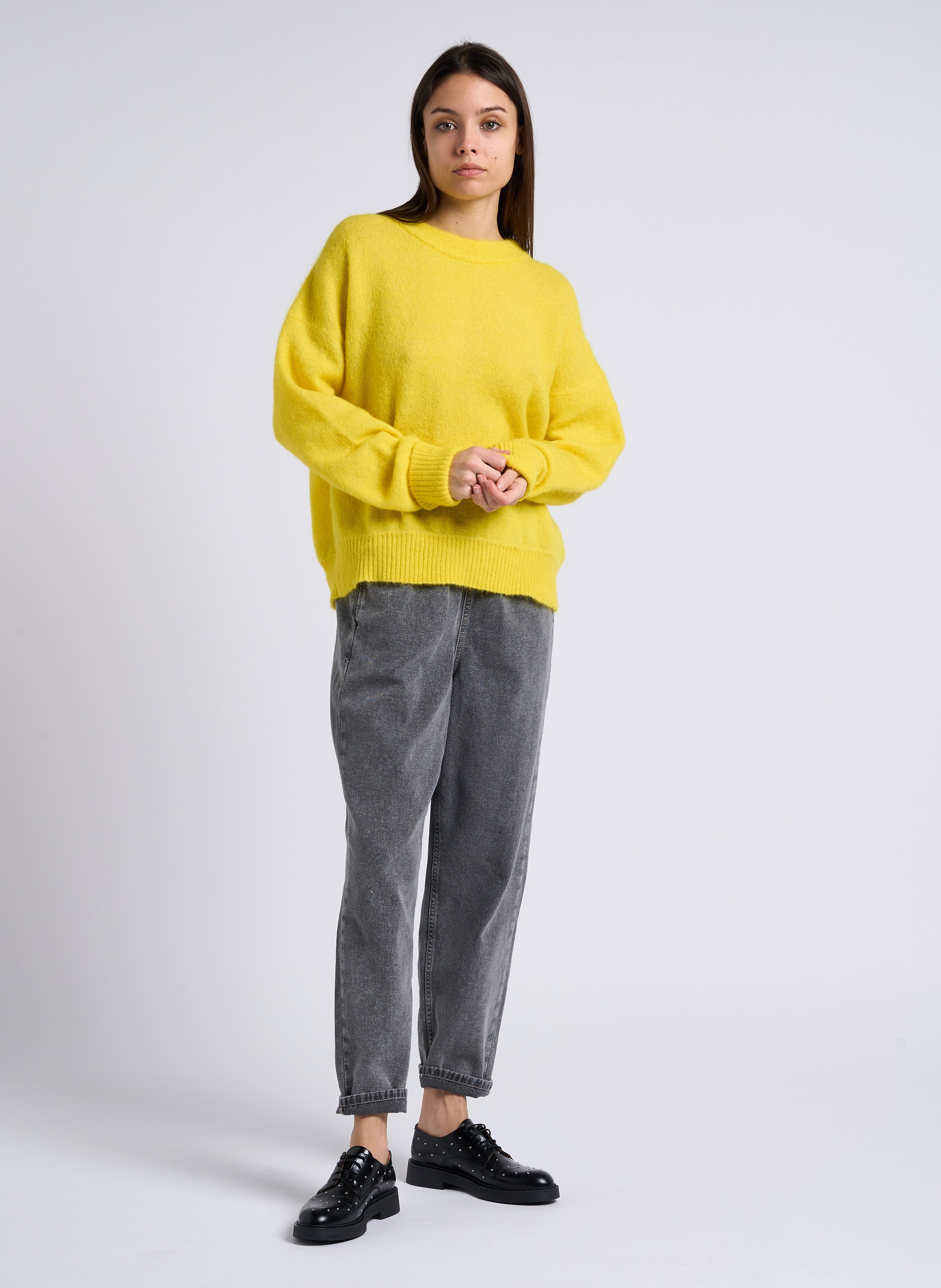 Straight Cut High Waist Jeans aus Baumwolle AMERICAN VINTAGE Grau