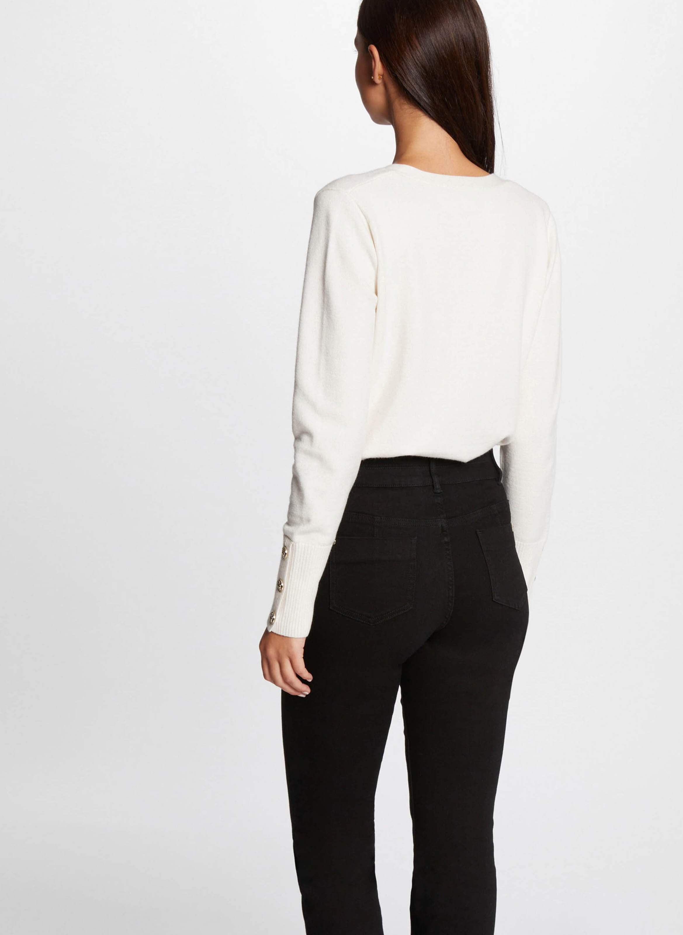 Gerade geschnittener Pullover mit V-Ausschnitt MORGAN Beige