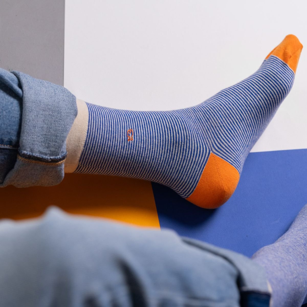 Striped combed cotton socks BILLYBELT Blue