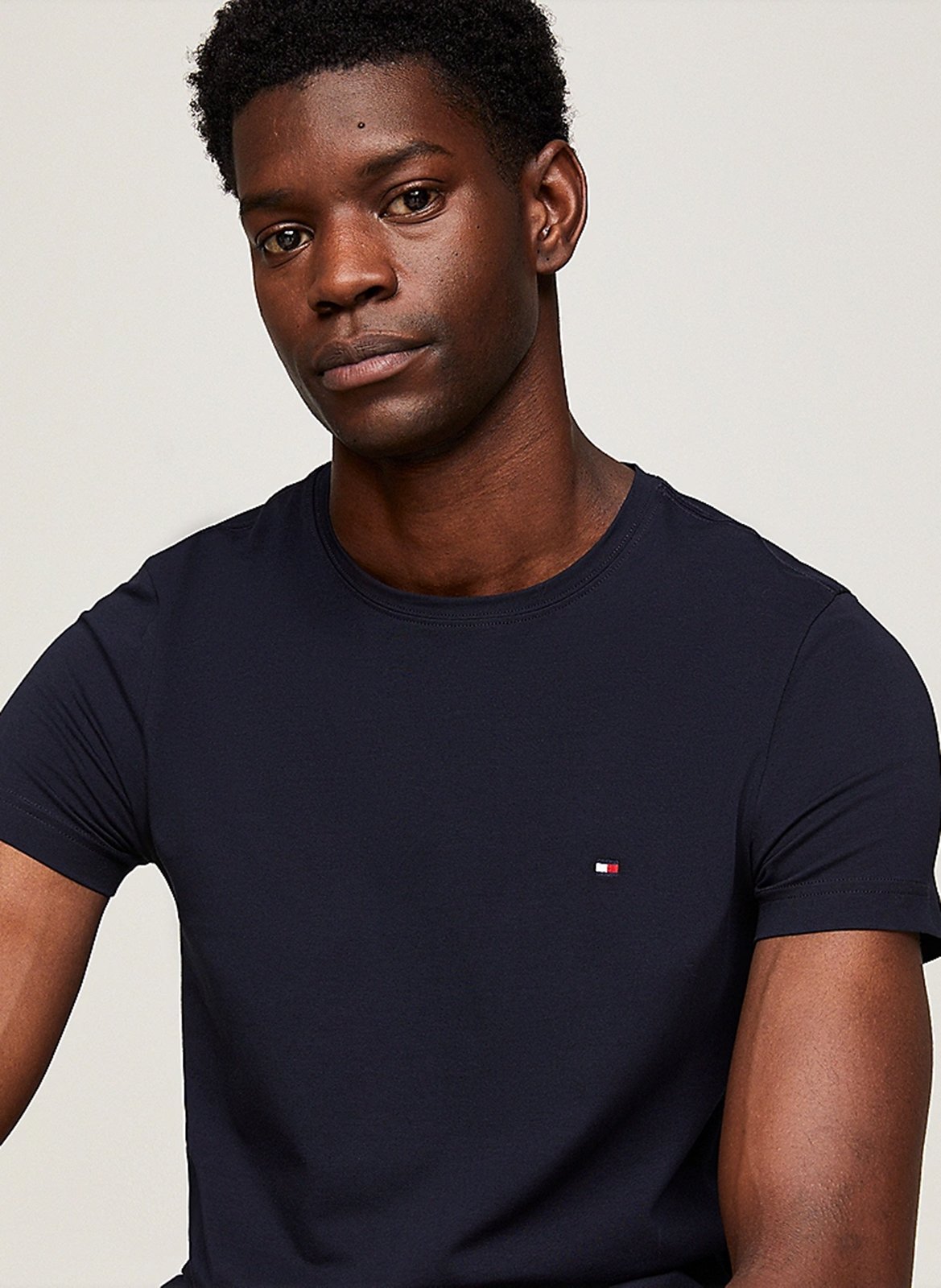 Regular-fit T-shirt van stretchkatoen met ronde hals TOMMY HILFIGER Blauw