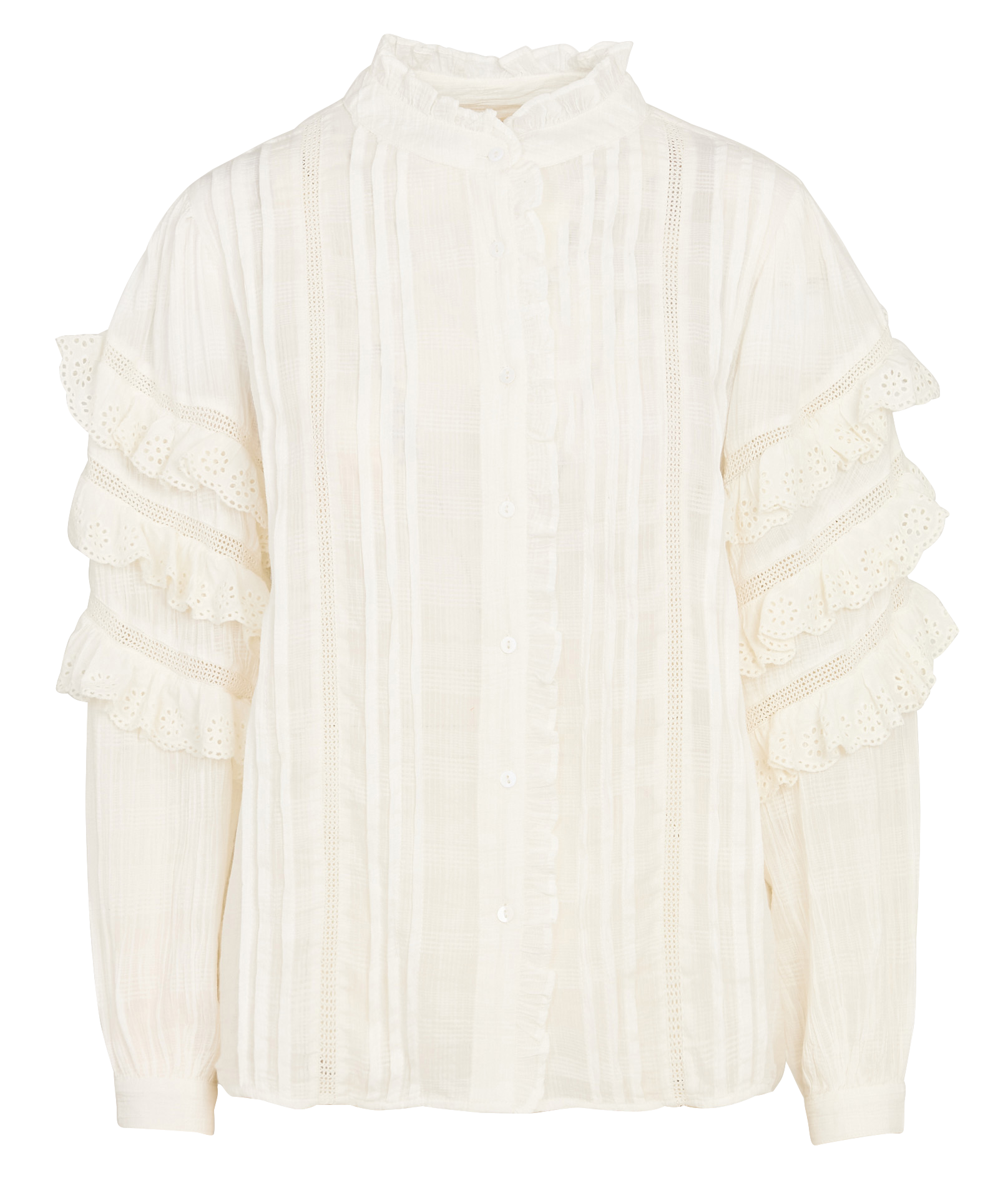 Blouse dentelle à volants  MAISON HOTEL Blanc