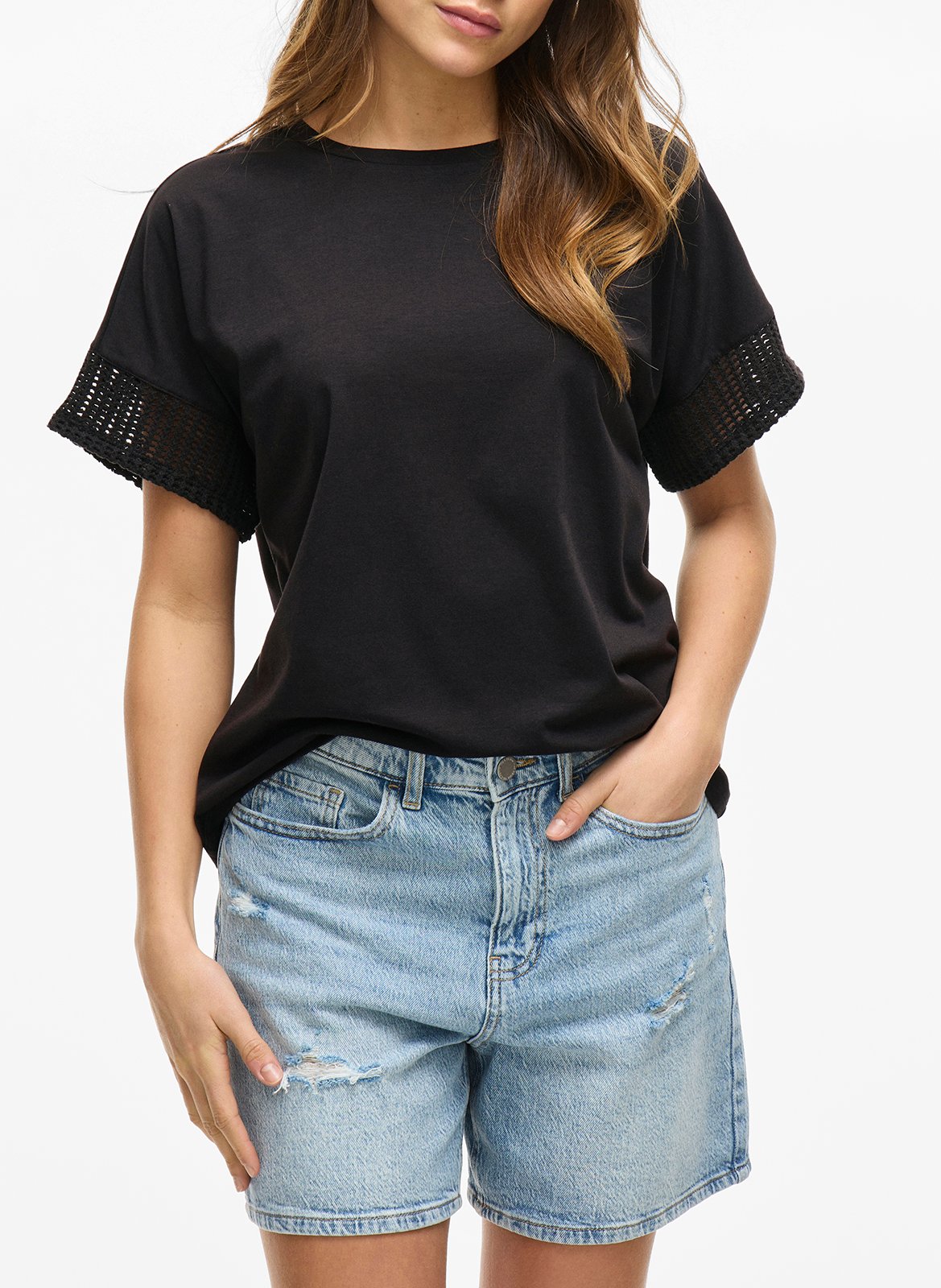 Straight t-shirt in mixed recycled fibers VILA