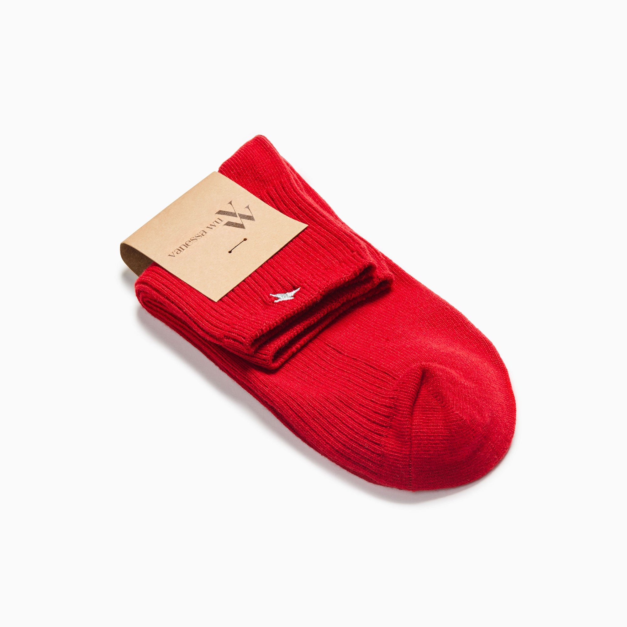 Short cotton-blend ribbed socks VANESSA WU Red
