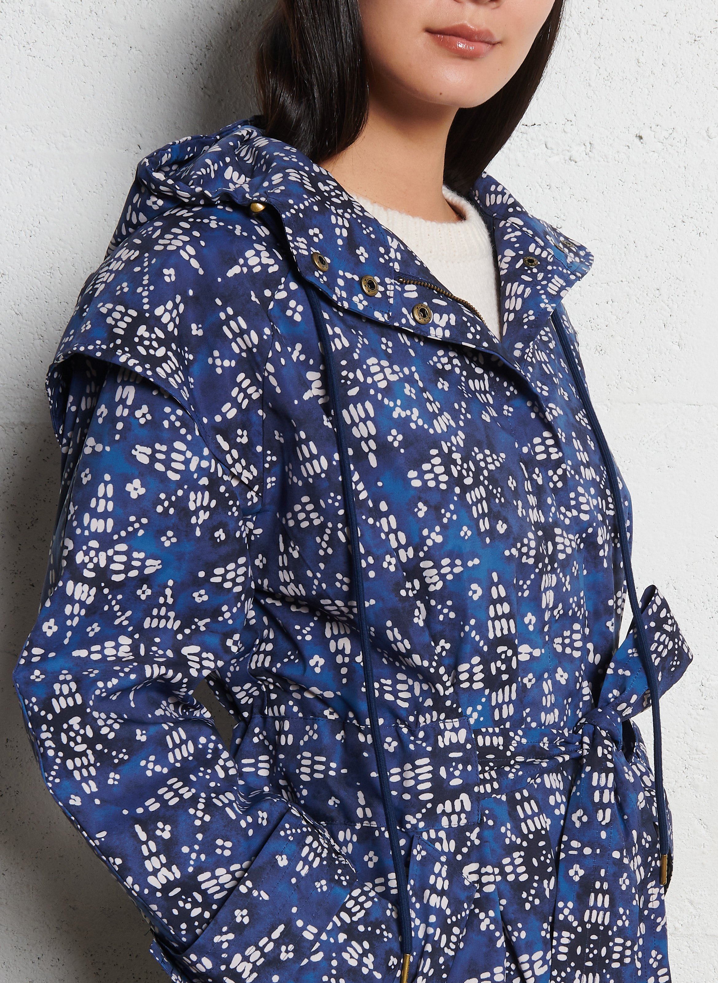 Manteau imprimé à capuche LOUISE MISHA Bleu