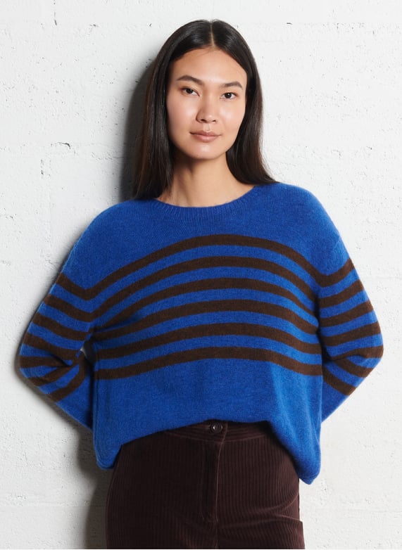 Pull Femme Tricoté Col Bateau - Manches Longues, Léger Et Confortable - Style Rétro Pour Automne-hiver
