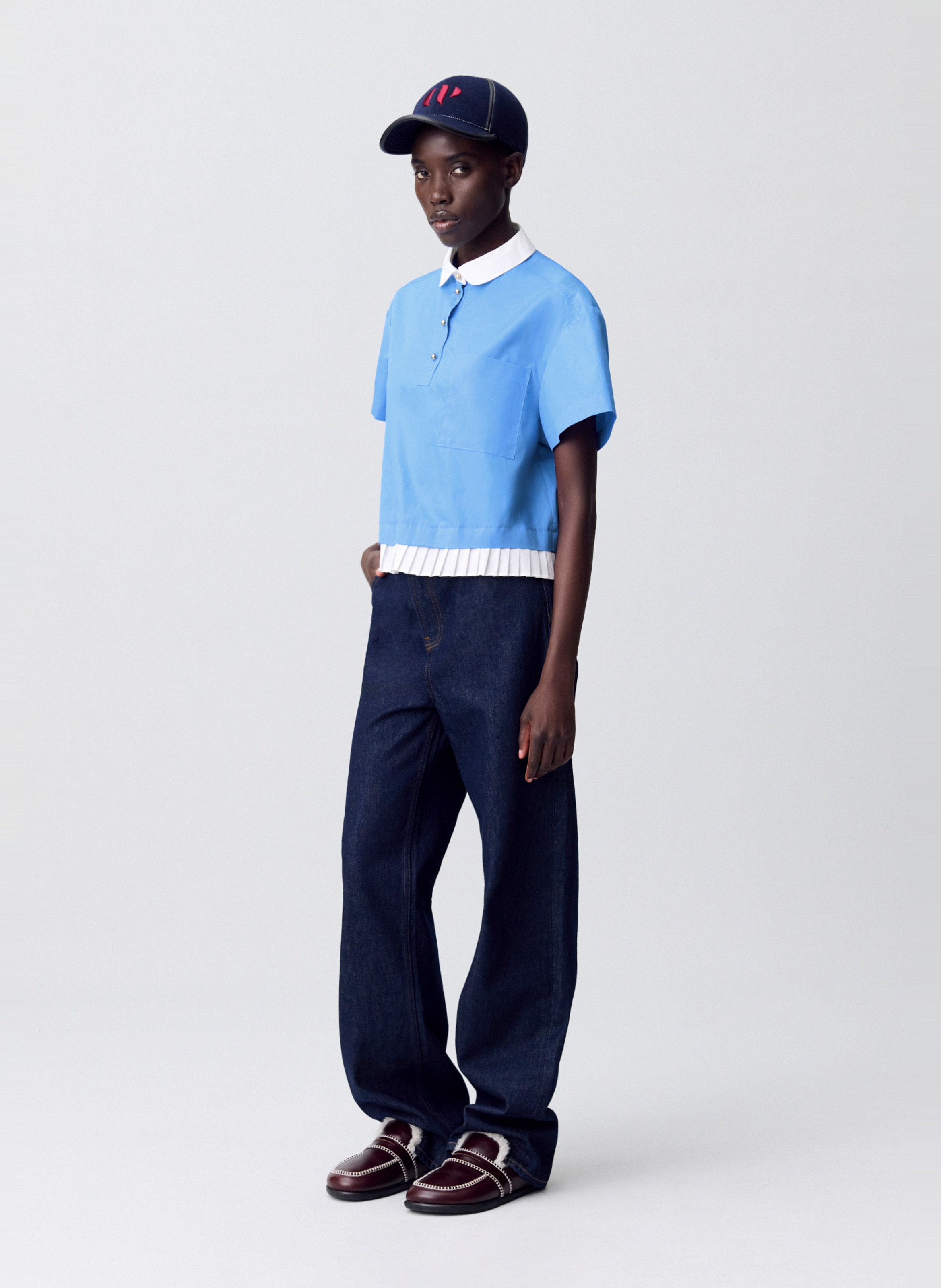 Straight cotton polo shirt CLAUDIE PIERLOT Blue