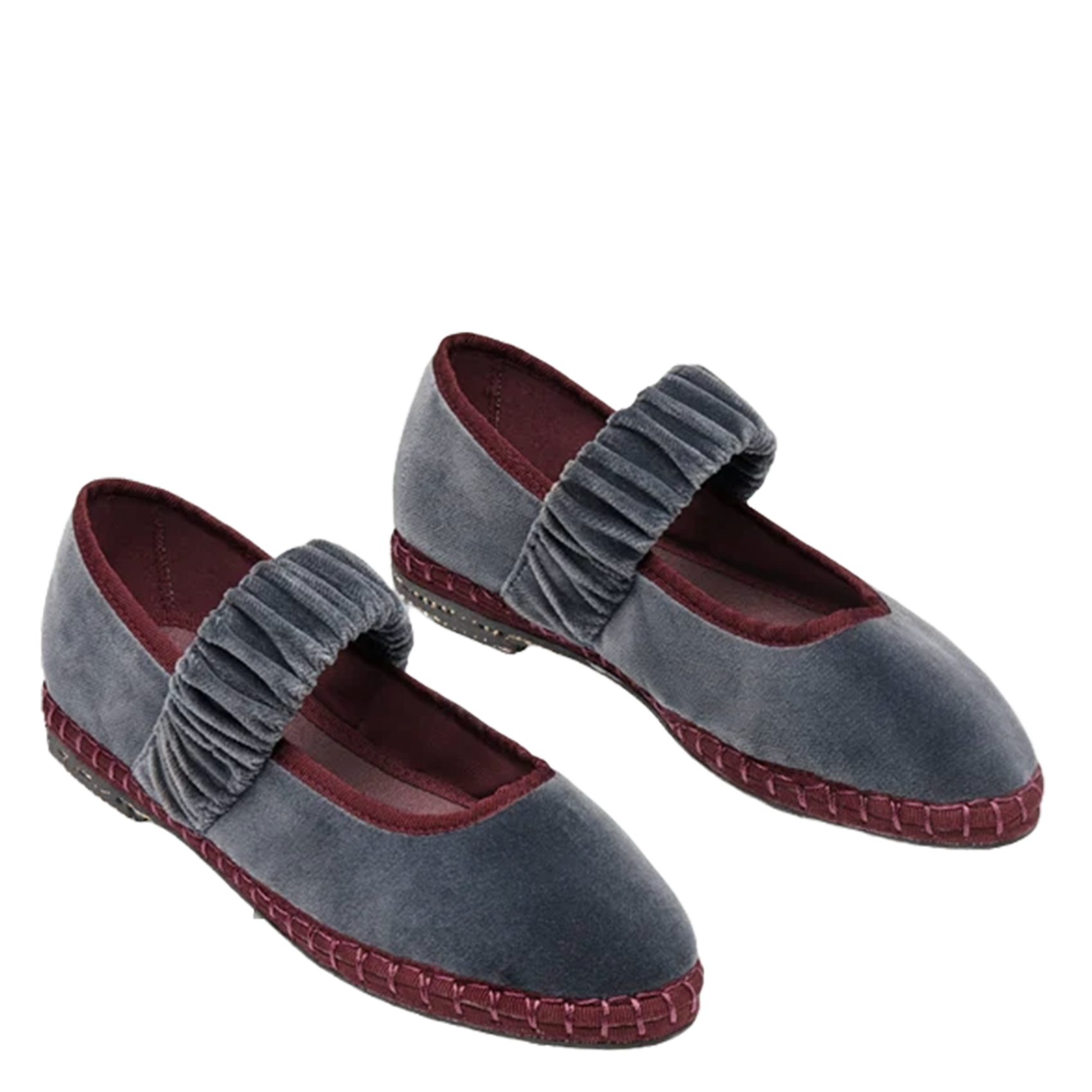 Cotton velvet ballerina flats FLABELUS Grey