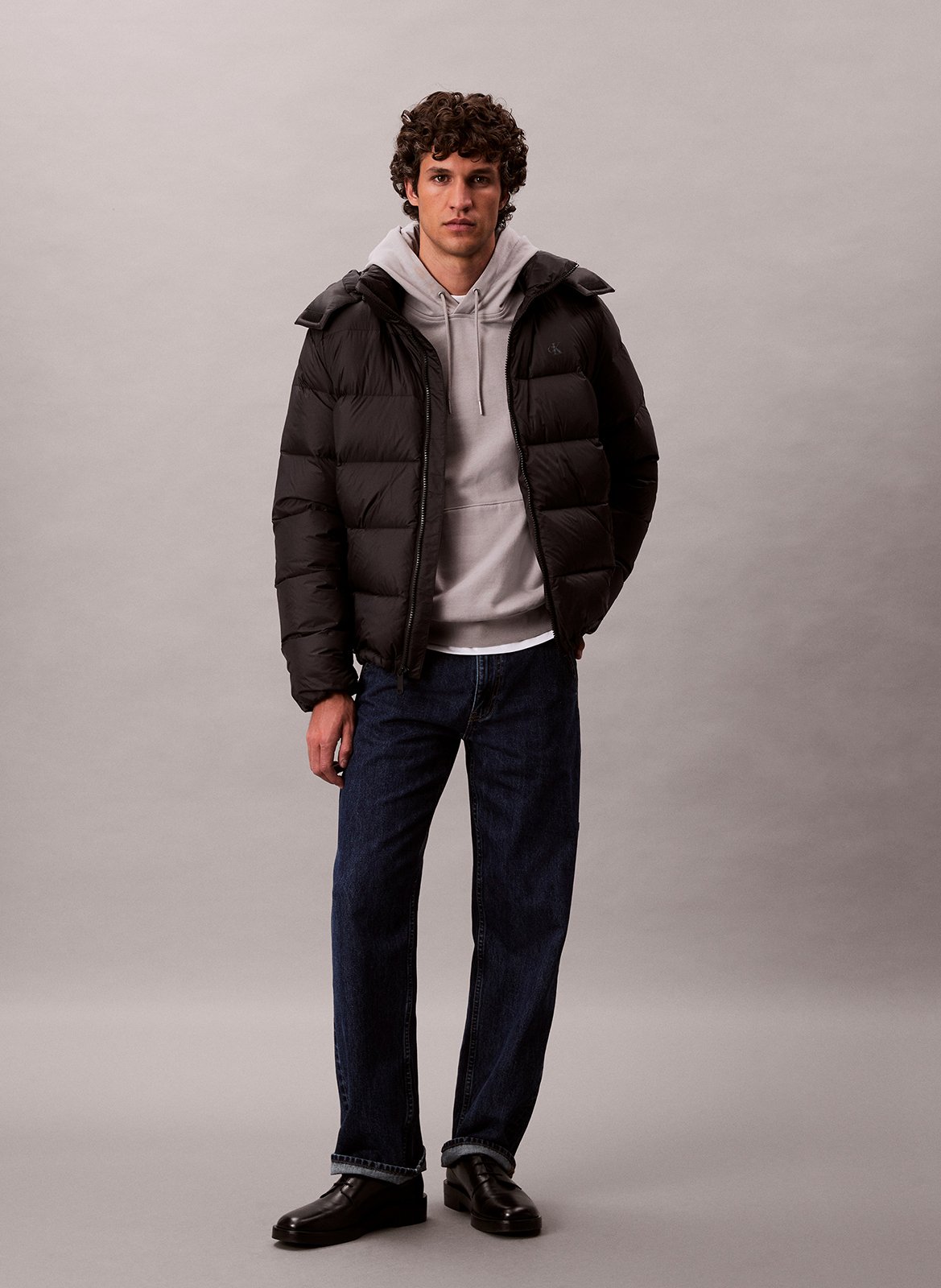 Doudoune à capuche droite CALVIN KLEIN Noir