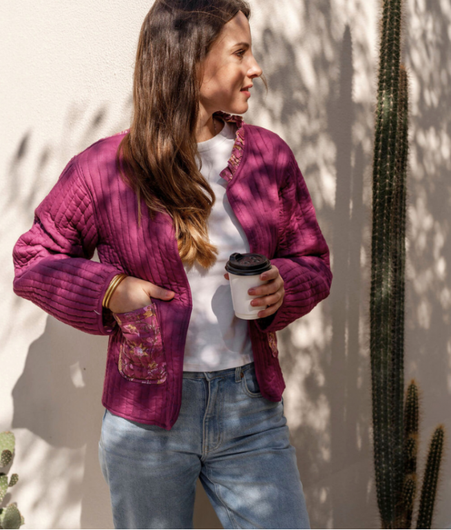 Printed quilted jacket Annaya BINDI ATELIER Purple