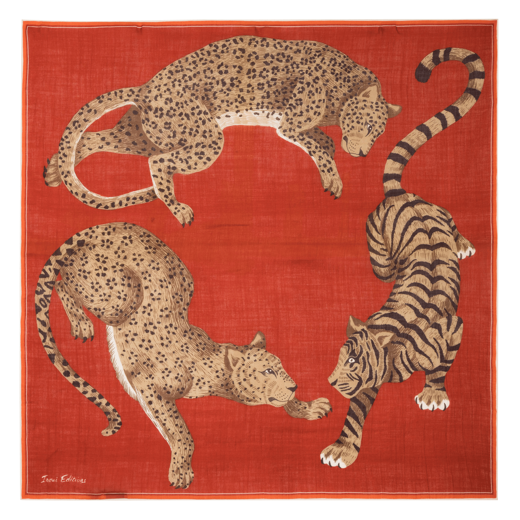 Dunne, wollen sjaal met print INOUI EDITIONS Rood