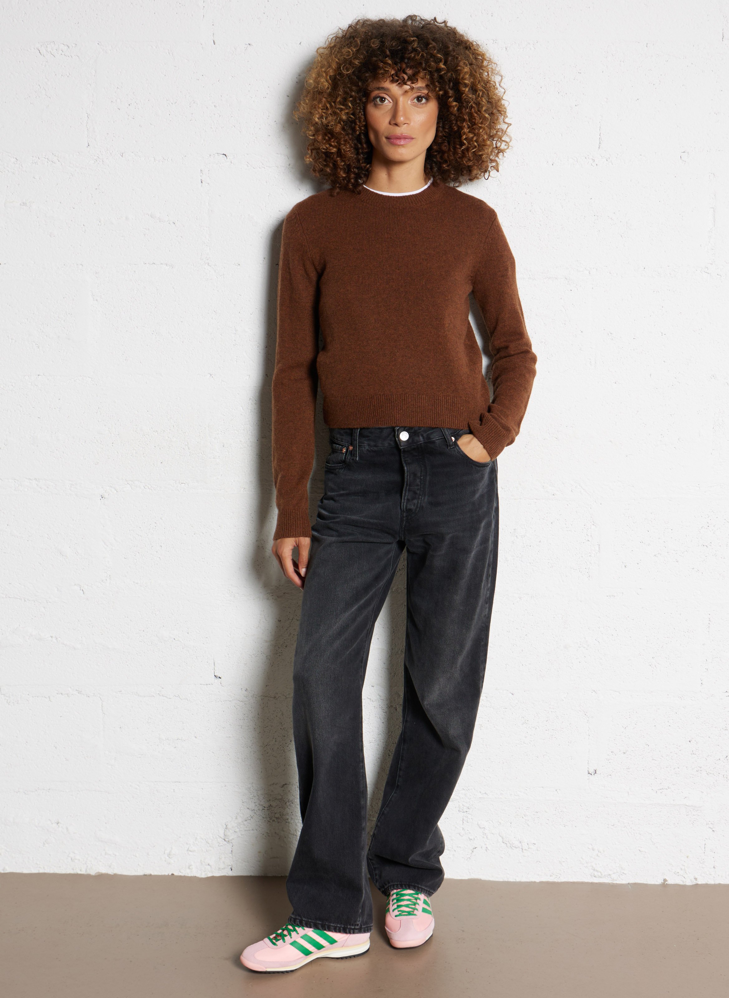 Rechte trui van kasjmier met ronde hals BELLEROSE Blauw