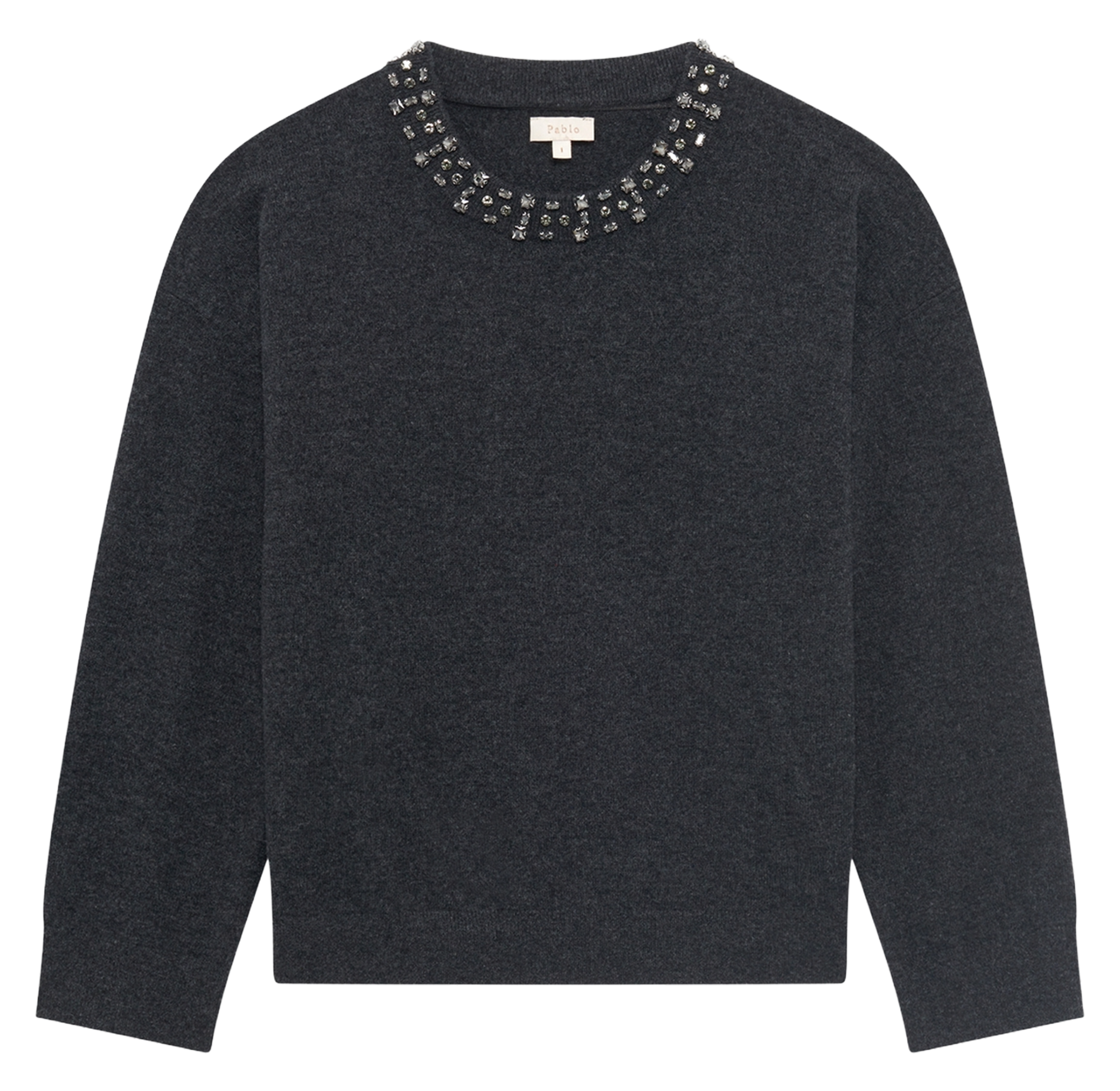 Pull col rond en laine PABLO Gris