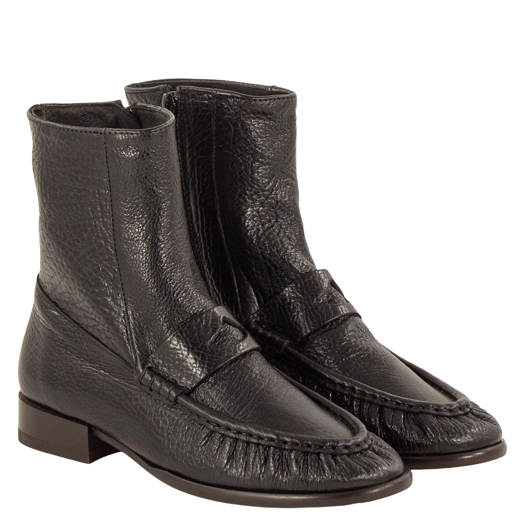 Stiefeletten mit gerafftem Lederoberteil SESSUN Schwarz