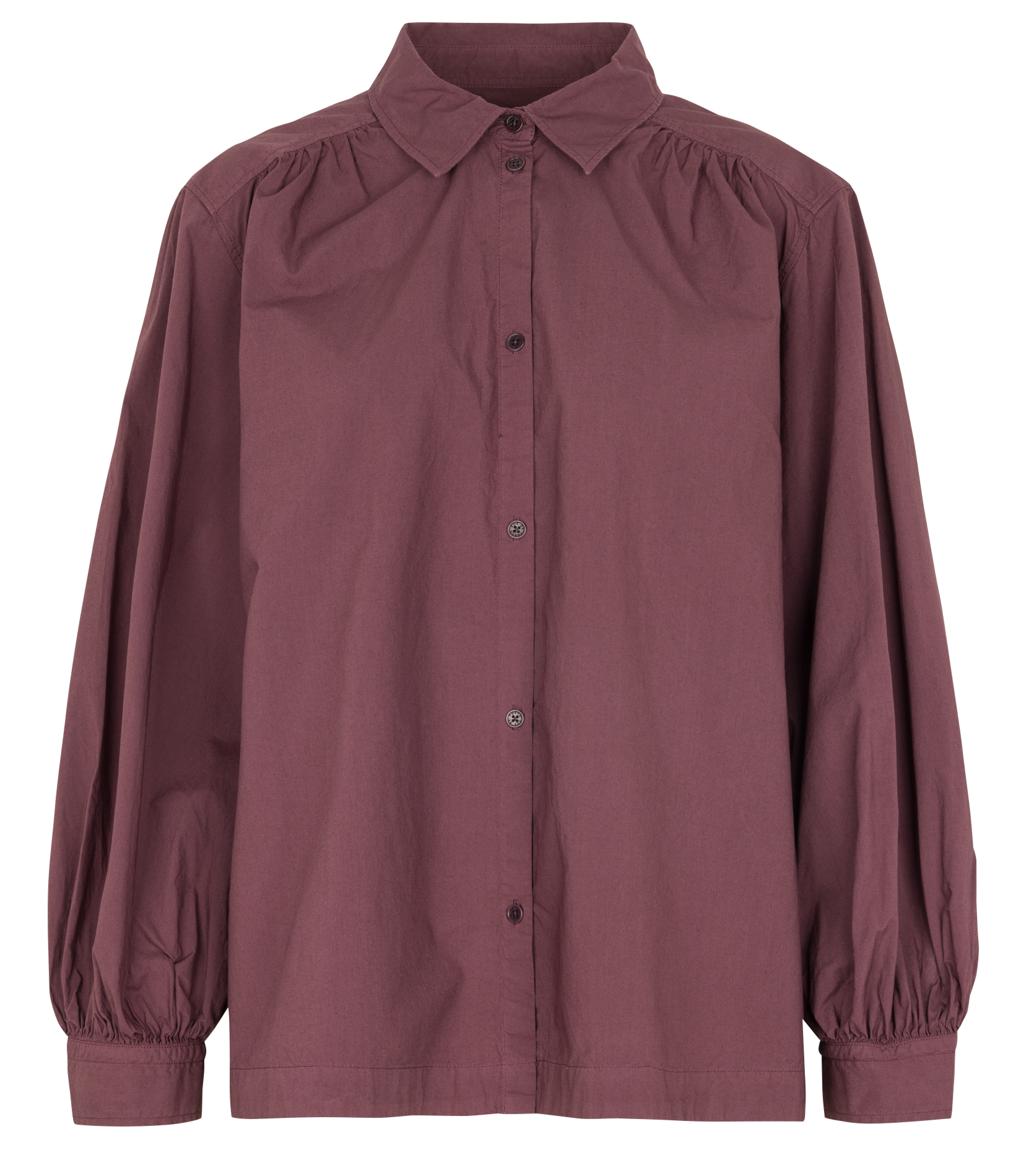 Ruimvallende blouse van biokatoen met klassieke kraag RUE DE TOKYO Paars