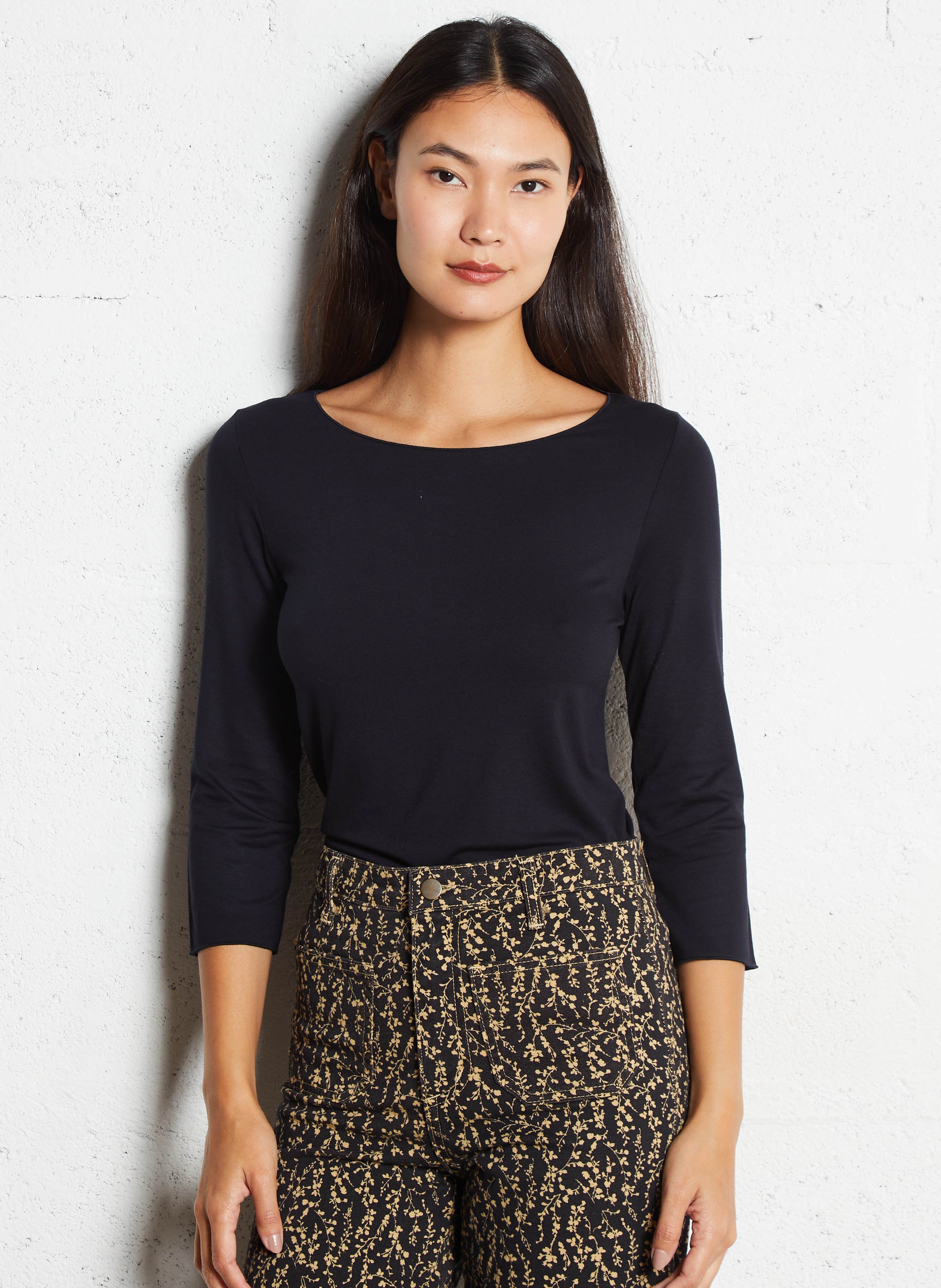 Tee-shirt col bateau  MAJESTIC FILATURES Bleu