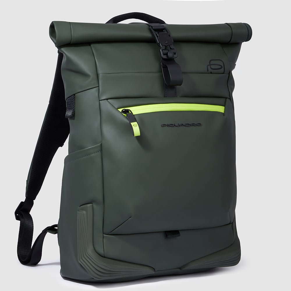 Backpack for PC and iPad® with chest strap, u-lock loops, and rear light loop PIQUADRO Green