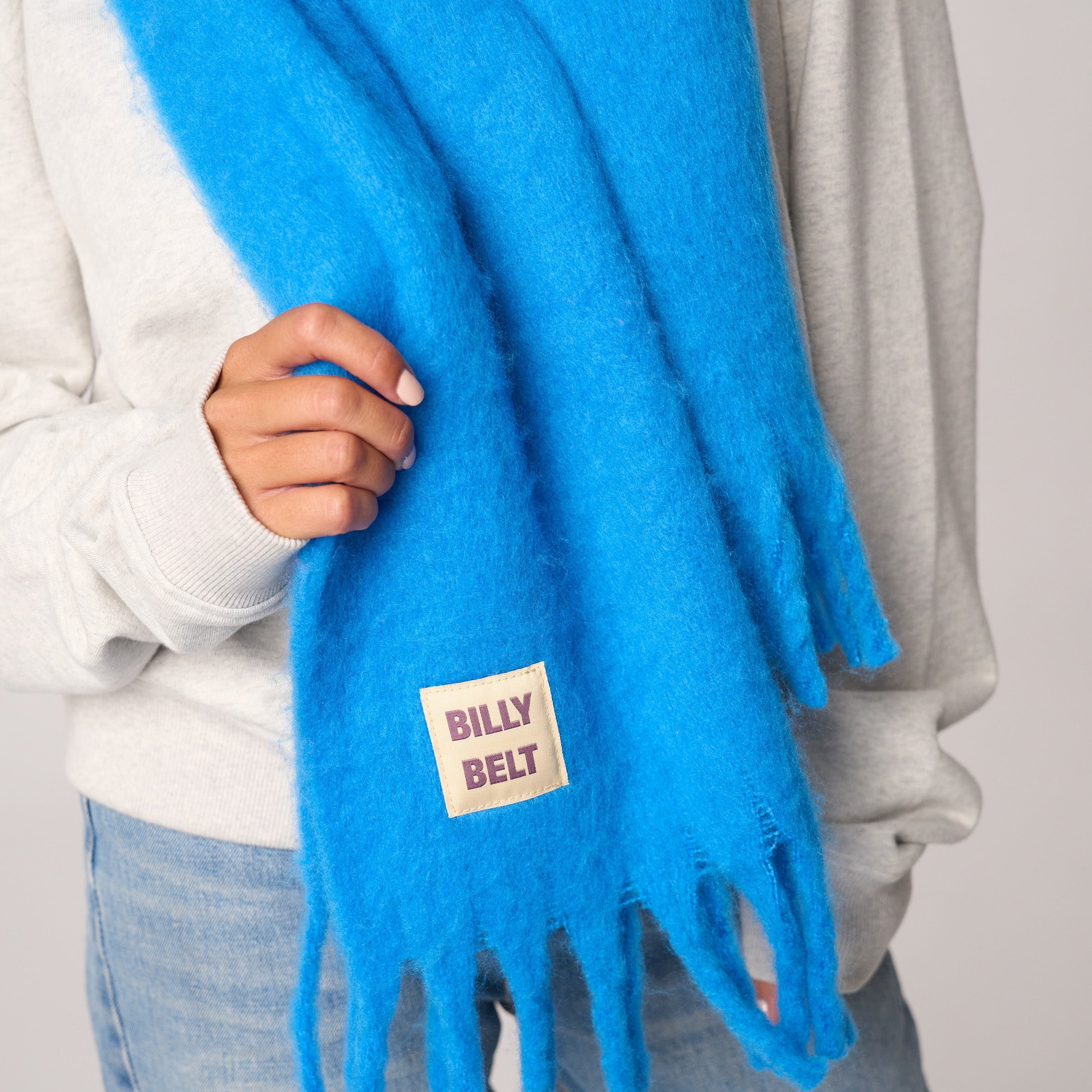Large fringe scarf BILLYBELT Blue