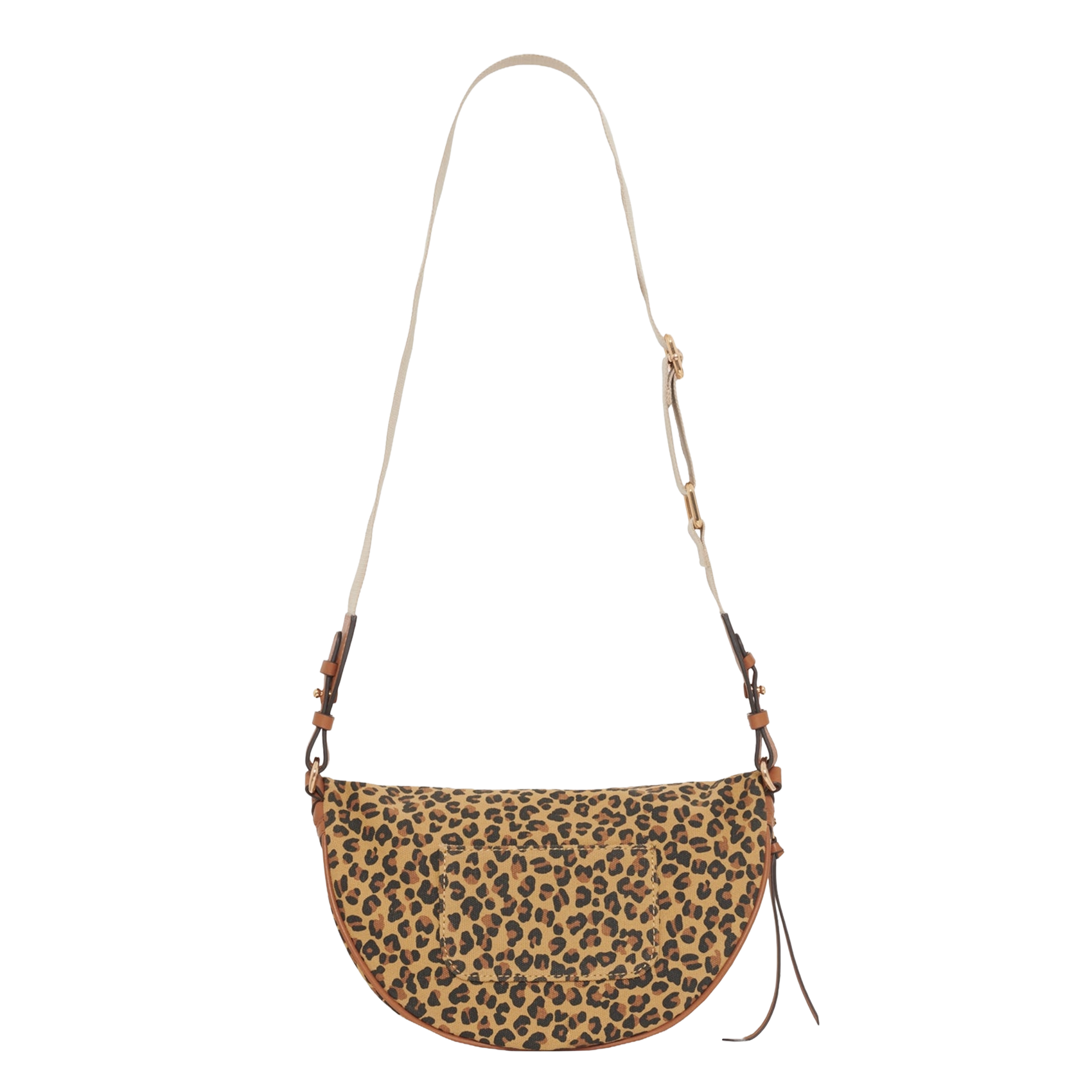 Cotton and printed leather bum bag PABLO Beige