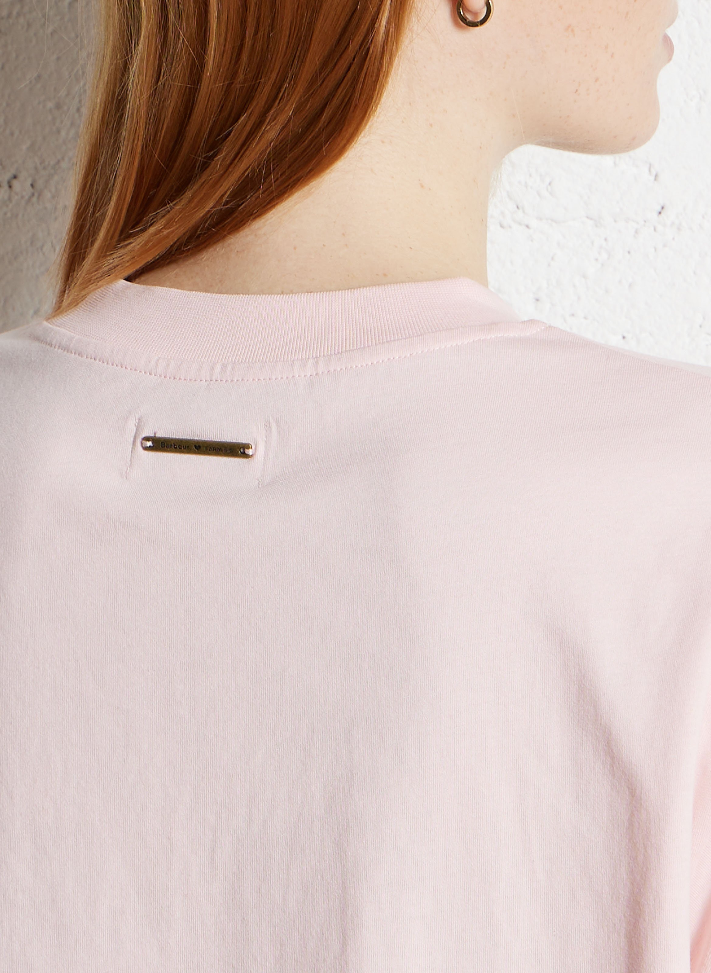 Tee-shirt droit col rond en coton BARBOUR Rose