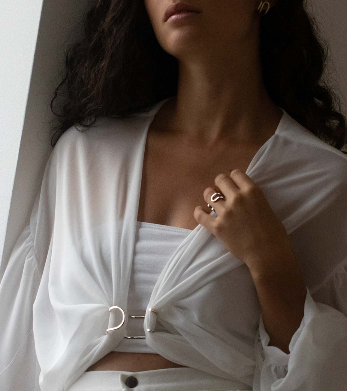 Adjustable reversible ring, gold plated MAYRENA Silver