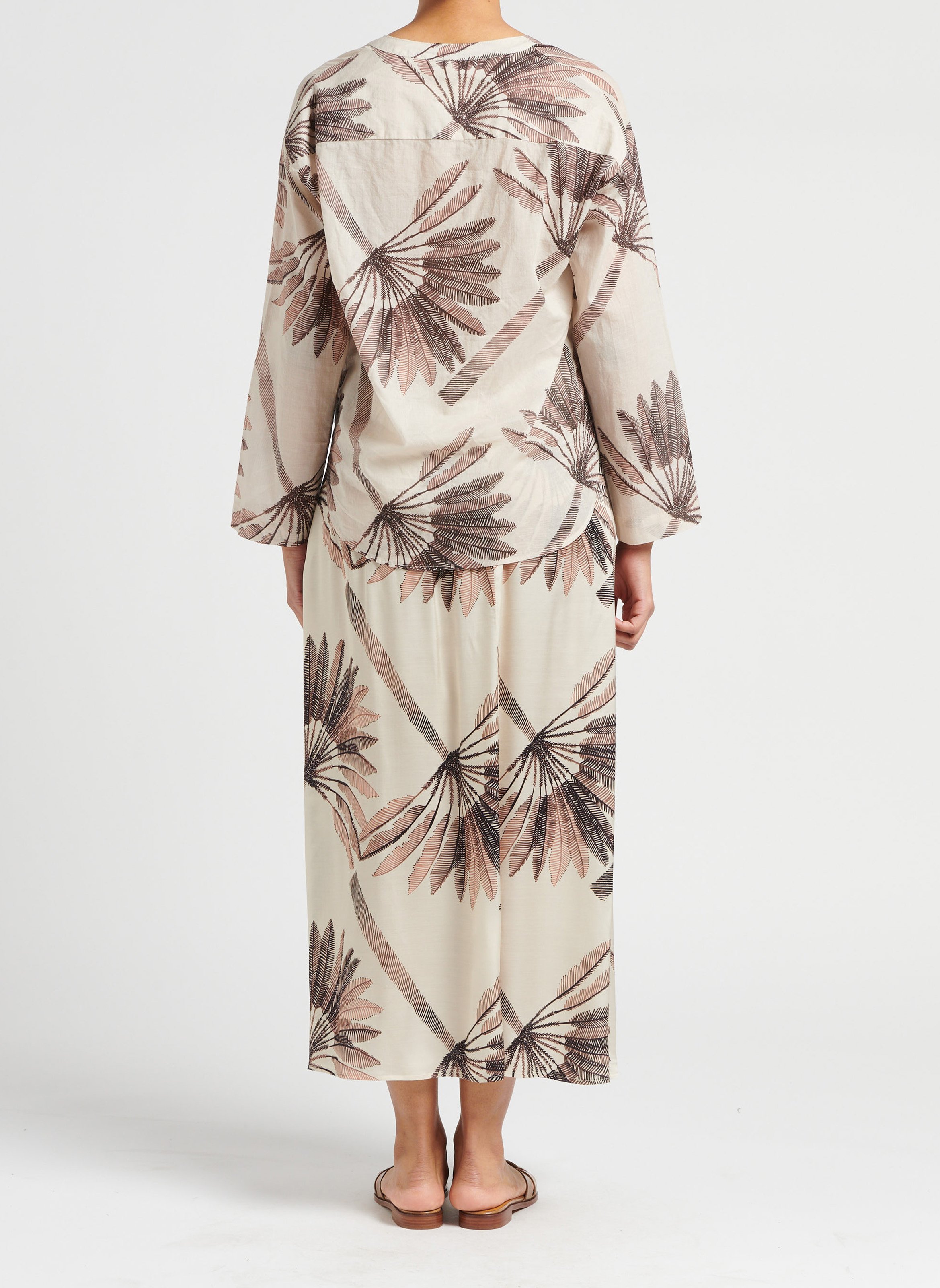 Jupe mi-longue imprimée  DIEGA Beige