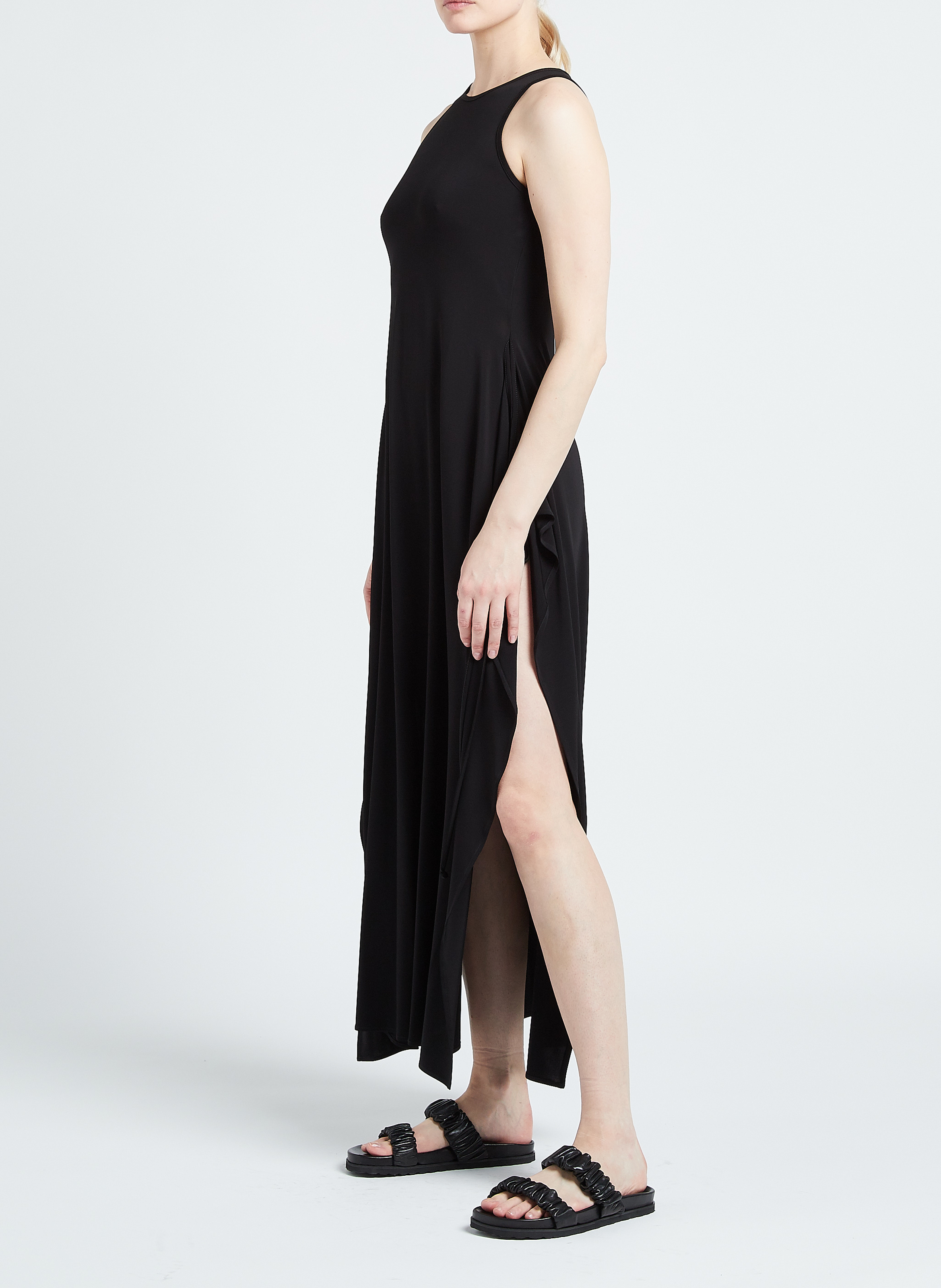 Long stretchy round-neck dress MAX MARA LEISURE Black