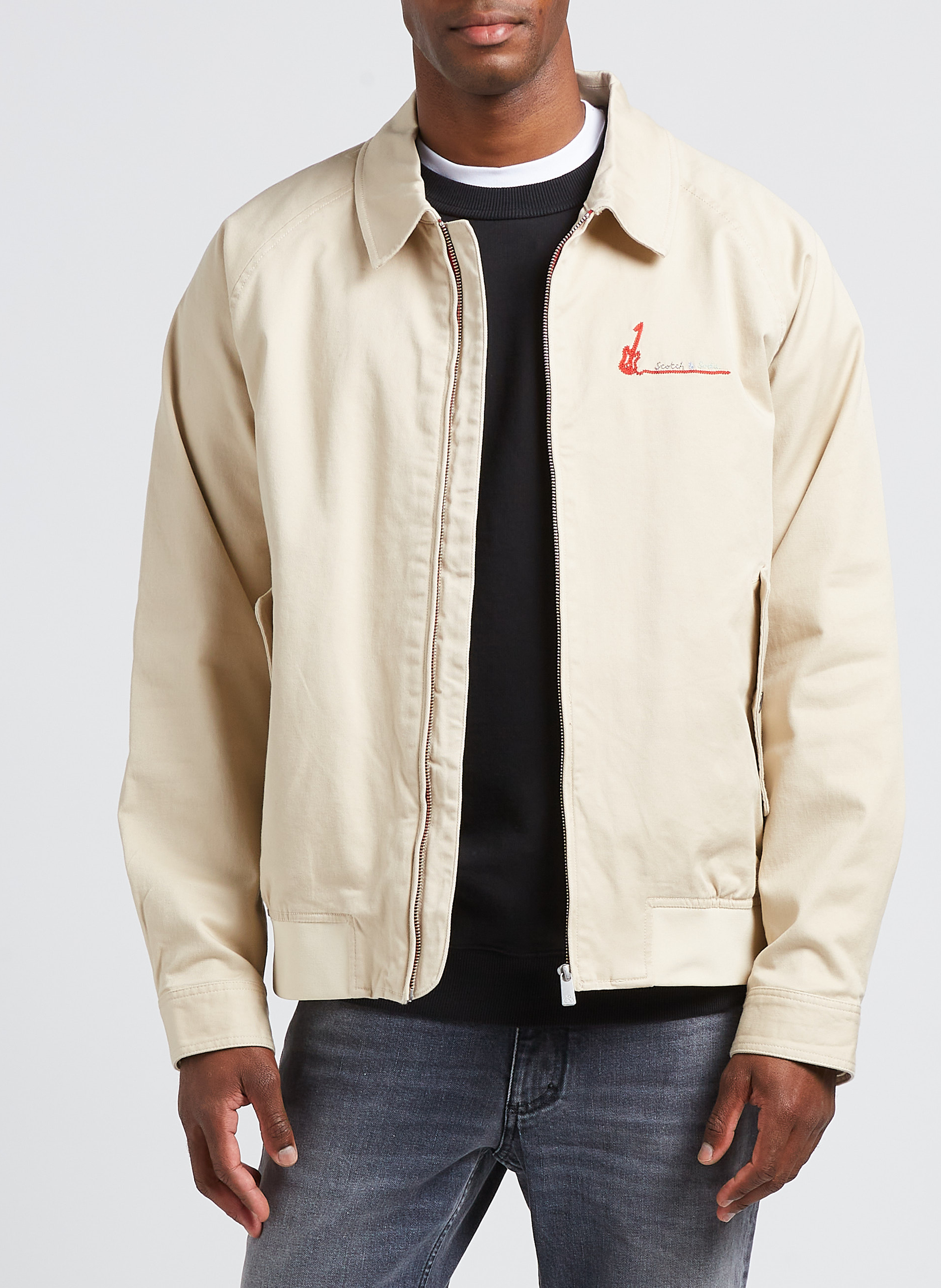 Recht jack van biokatoen met klassieke kraag SCOTCH AND SODA Beige
