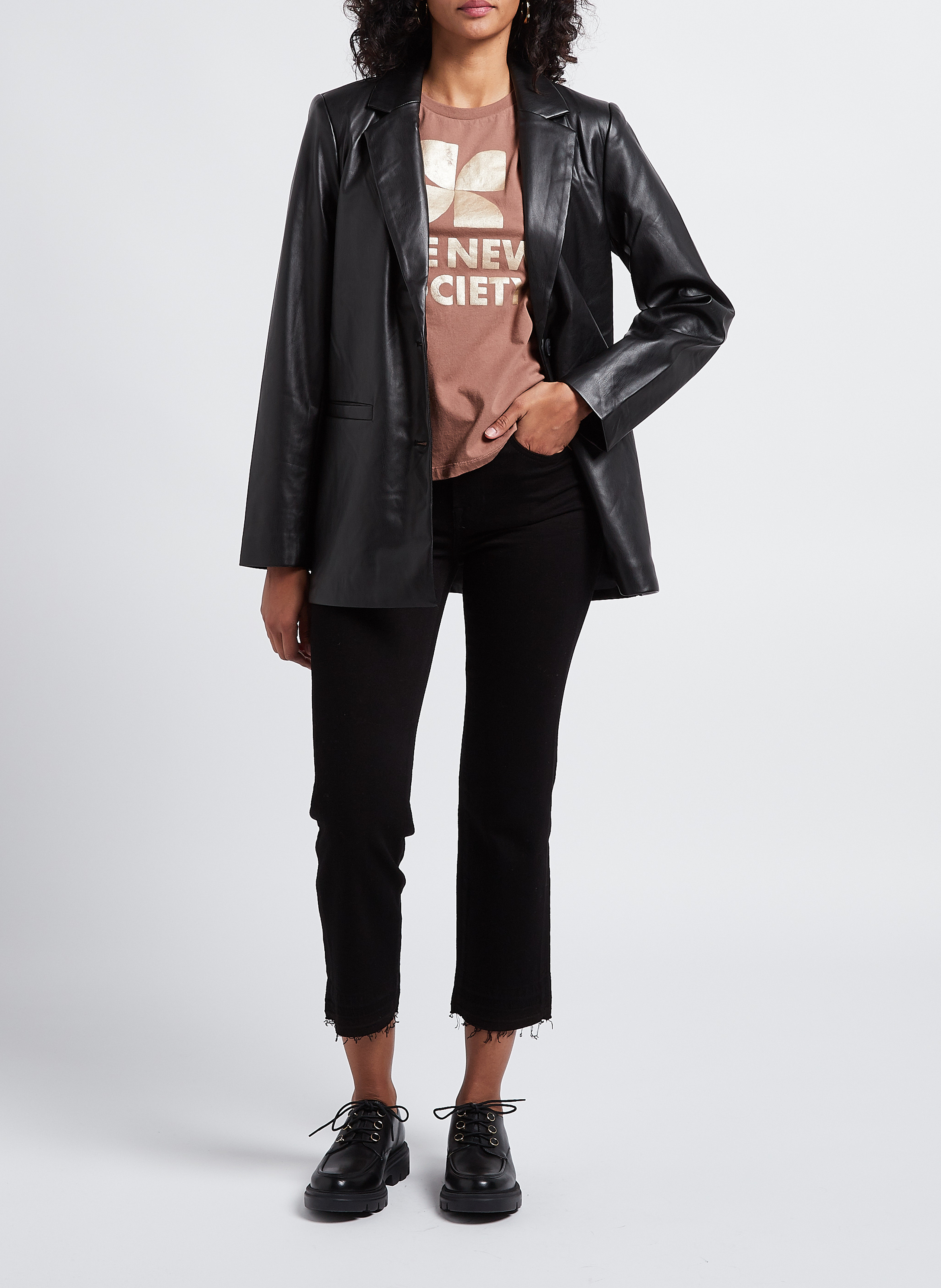 Blazer droit col tailleur  VILA Noir