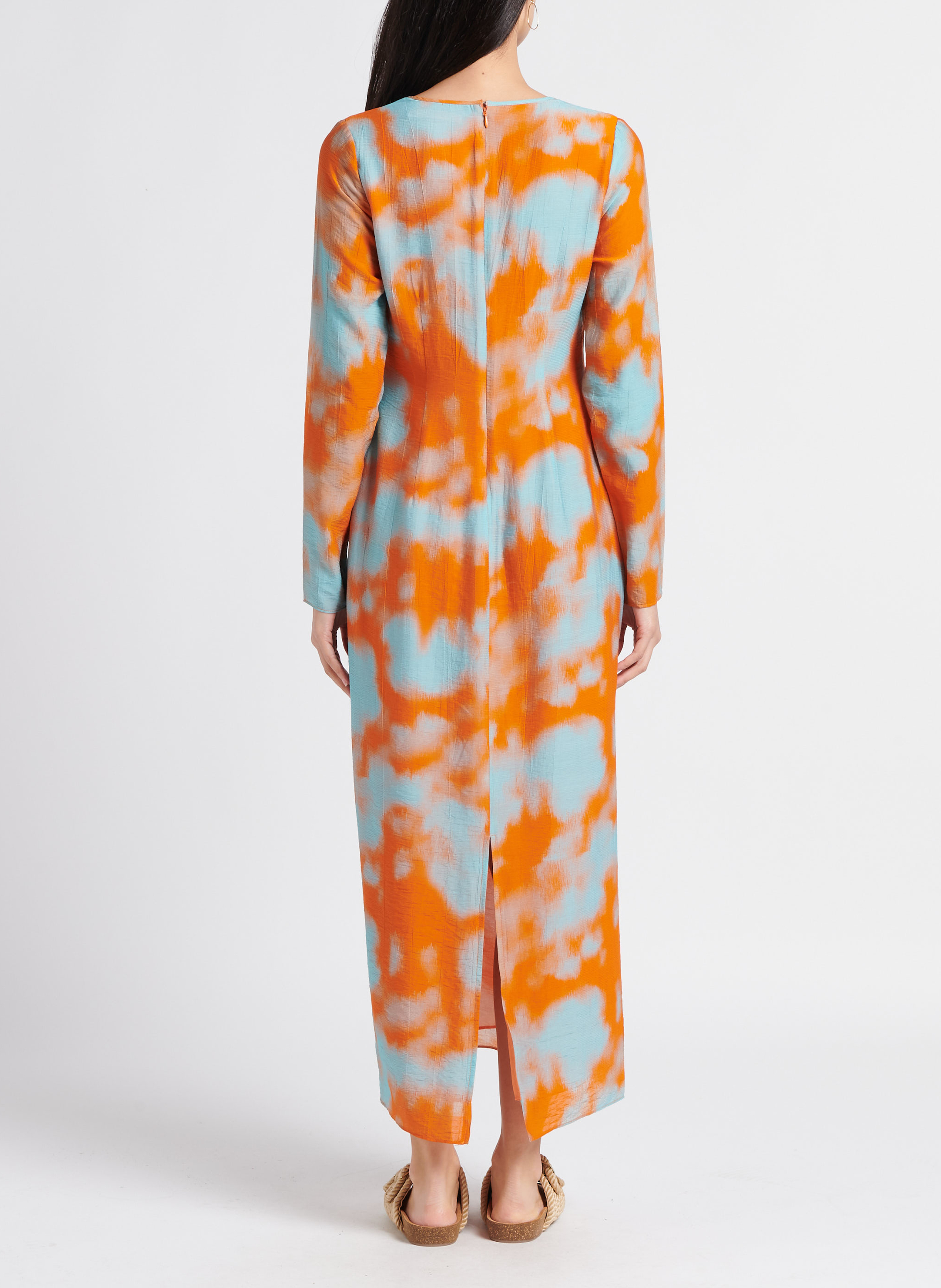 Bedrucktes Maxikleid mit Rundhalsausschnitt SAMSOE SAMSOE Orange