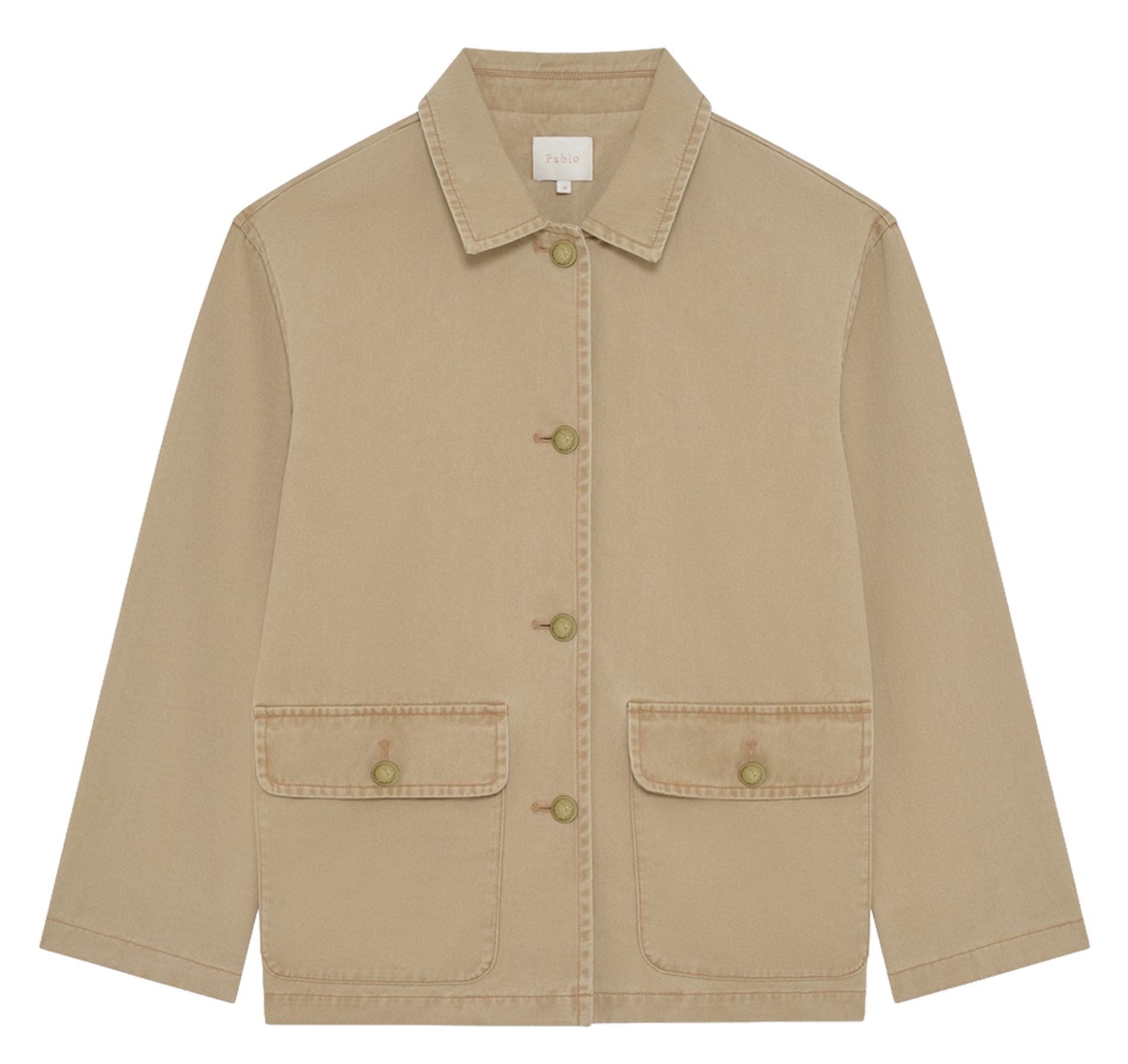 Straight cotton jacket with classic collar PABLO Beige