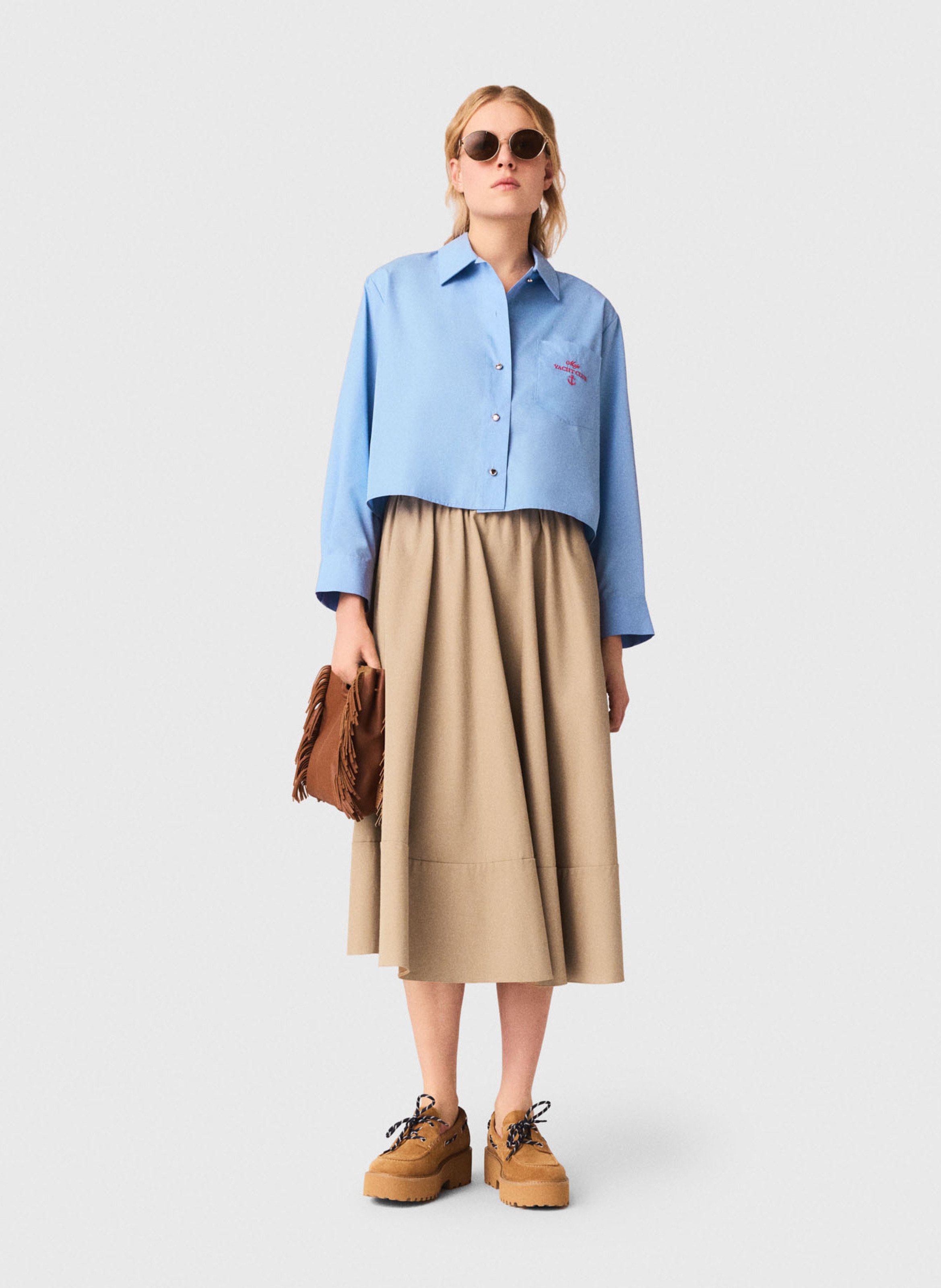 Chemise oversize courte col classique  MAJE Bleu