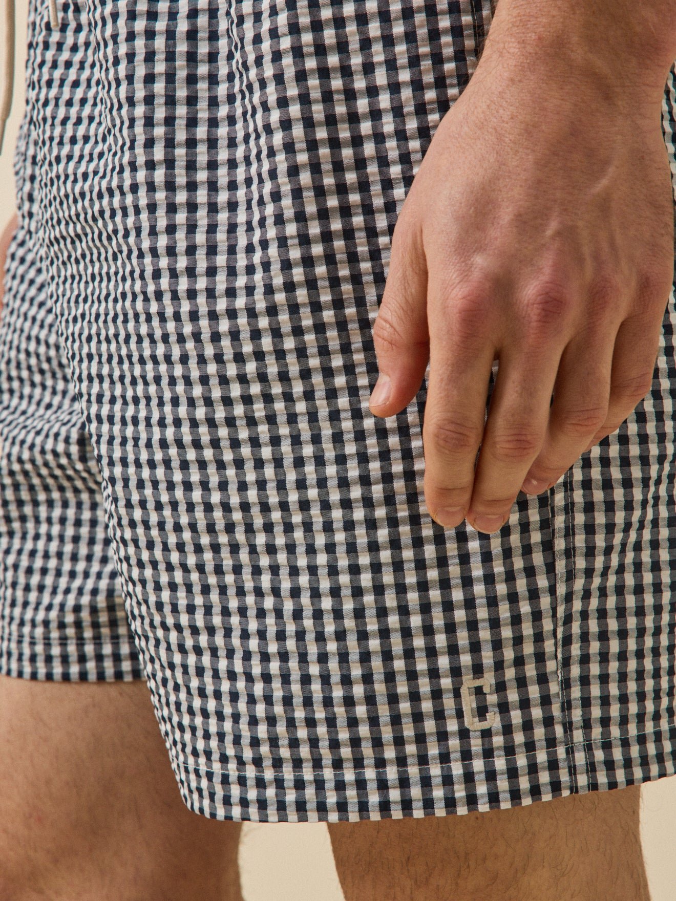 Seersucker gingham swim shorts CYRILLUS Blue