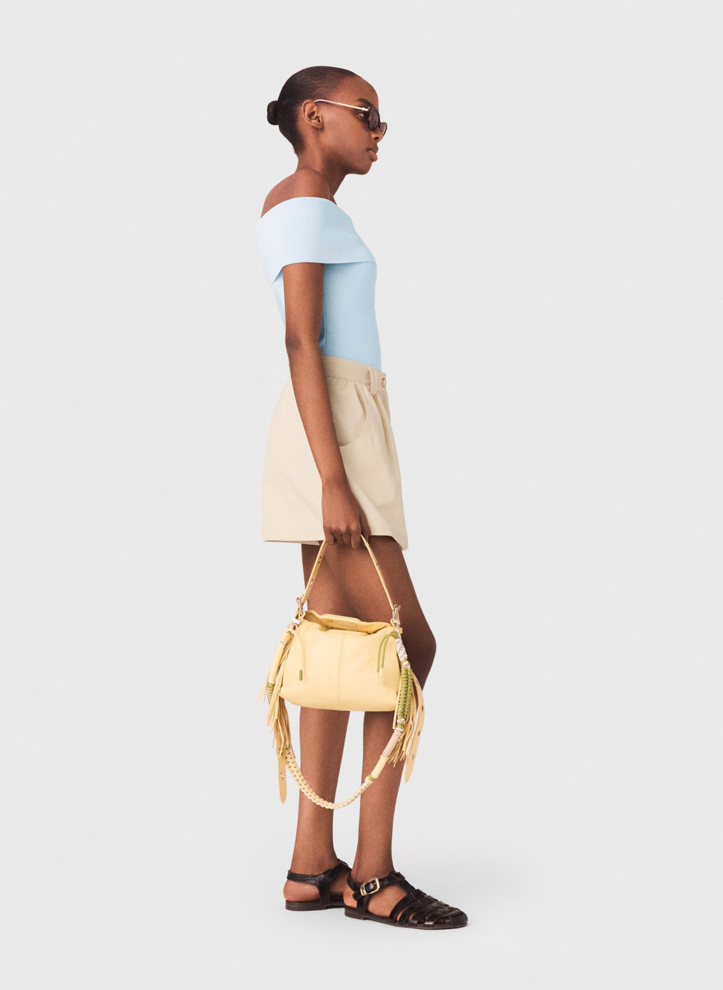 Jupe-short évasée en coton MAJE Beige