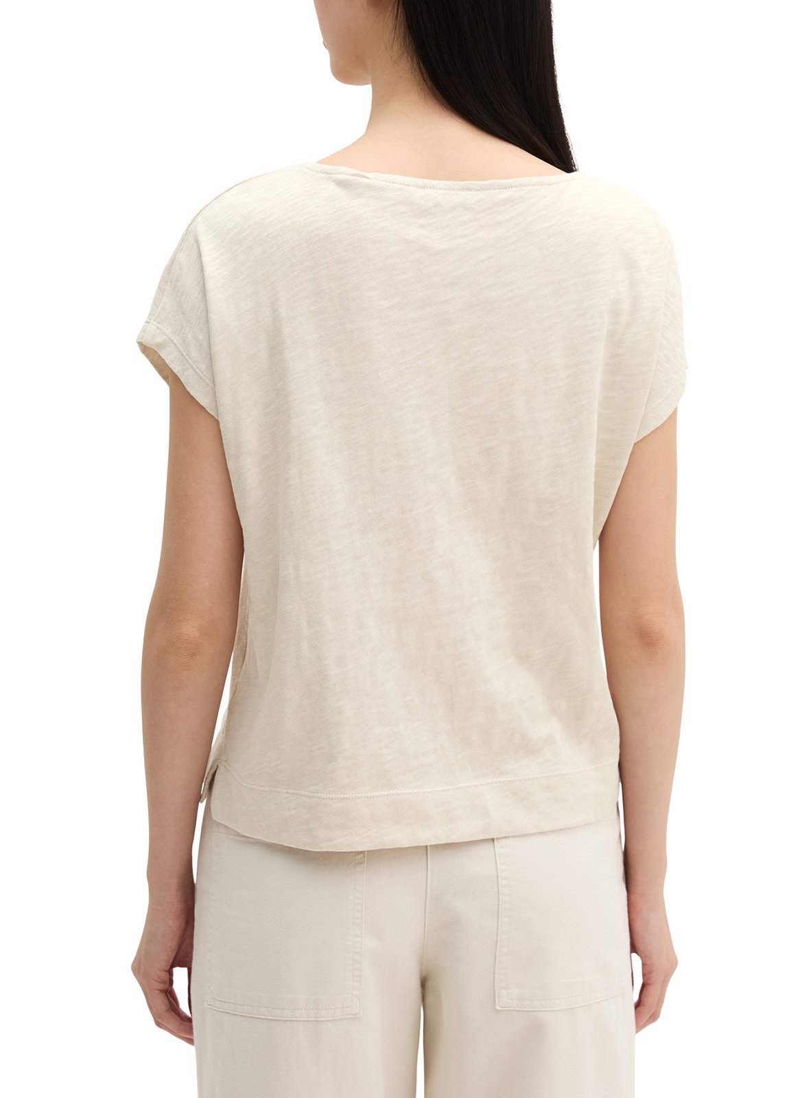 Tee-shirt col bateau uni en coton MARC O'POLO Beige